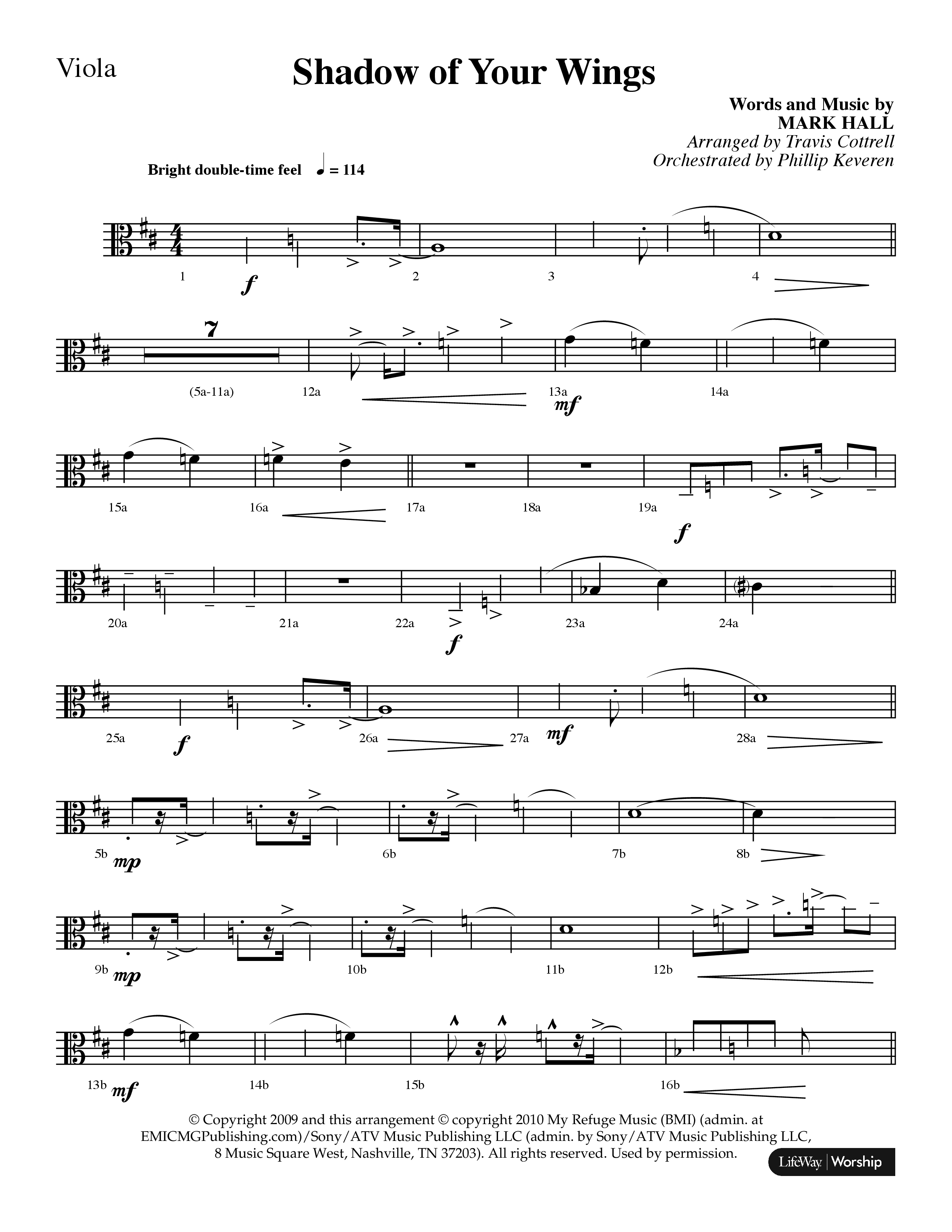Shadow Of Your Wings (Choral Anthem SATB) Viola (Lifeway Choral / Arr. Travis Cottrell / Orch. Phillip Keveren)