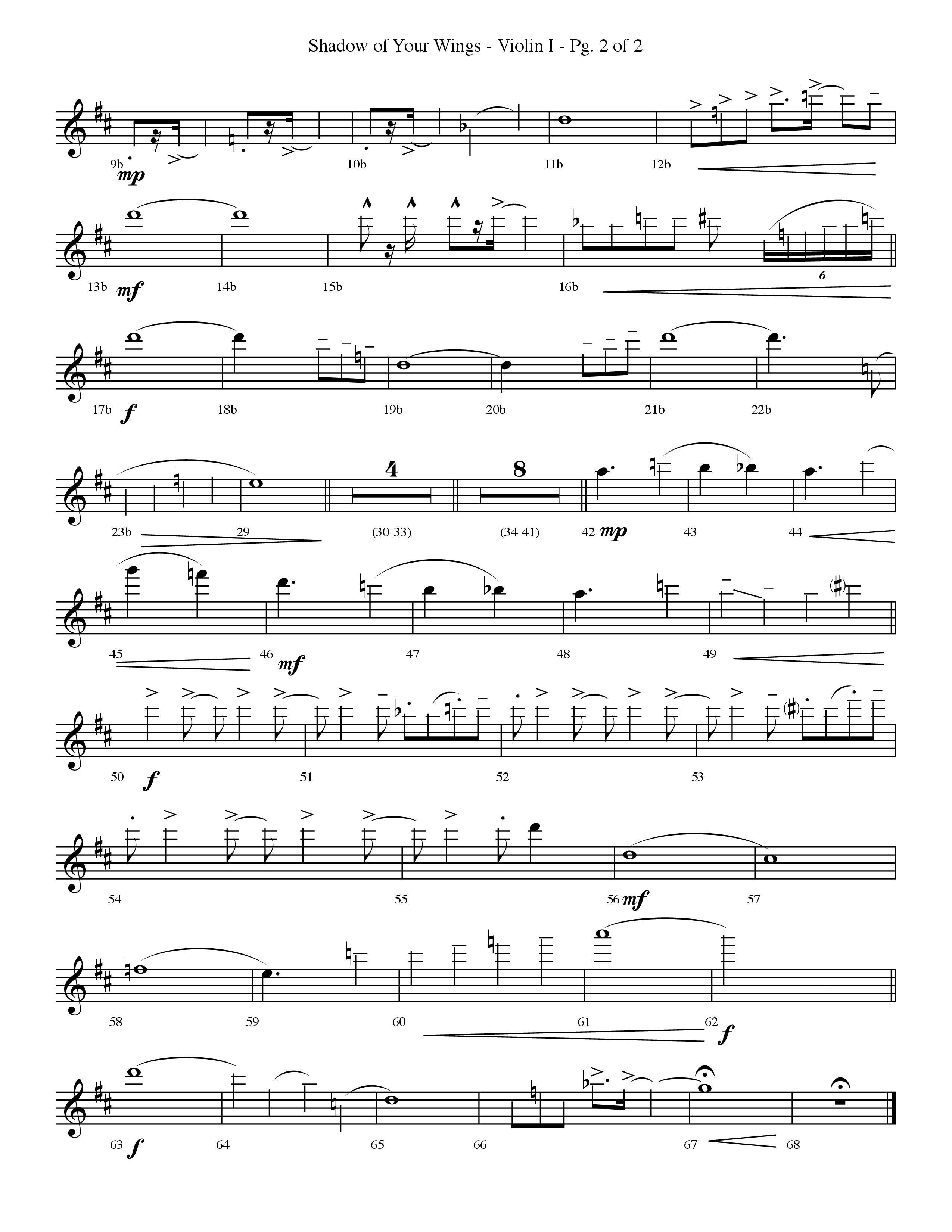 Shadow Of Your Wings (Choral Anthem SATB) Violin 1 (Lifeway Choral / Arr. Travis Cottrell / Orch. Phillip Keveren)