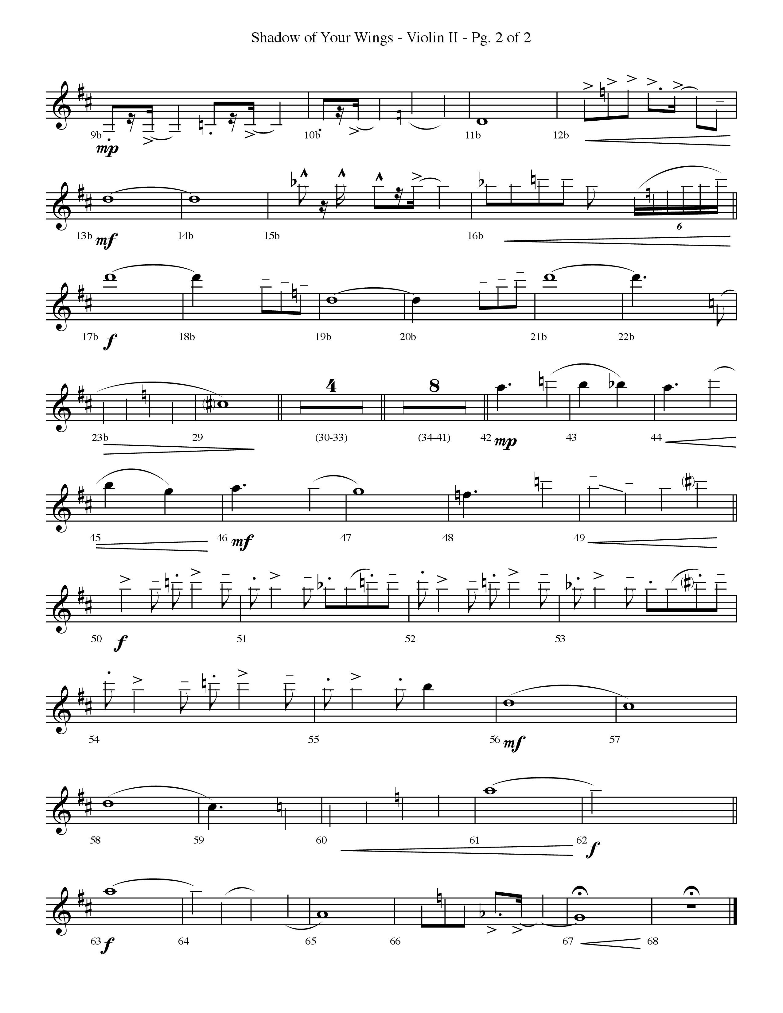Shadow Of Your Wings (Choral Anthem SATB) Violin 2 (Lifeway Choral / Arr. Travis Cottrell / Orch. Phillip Keveren)