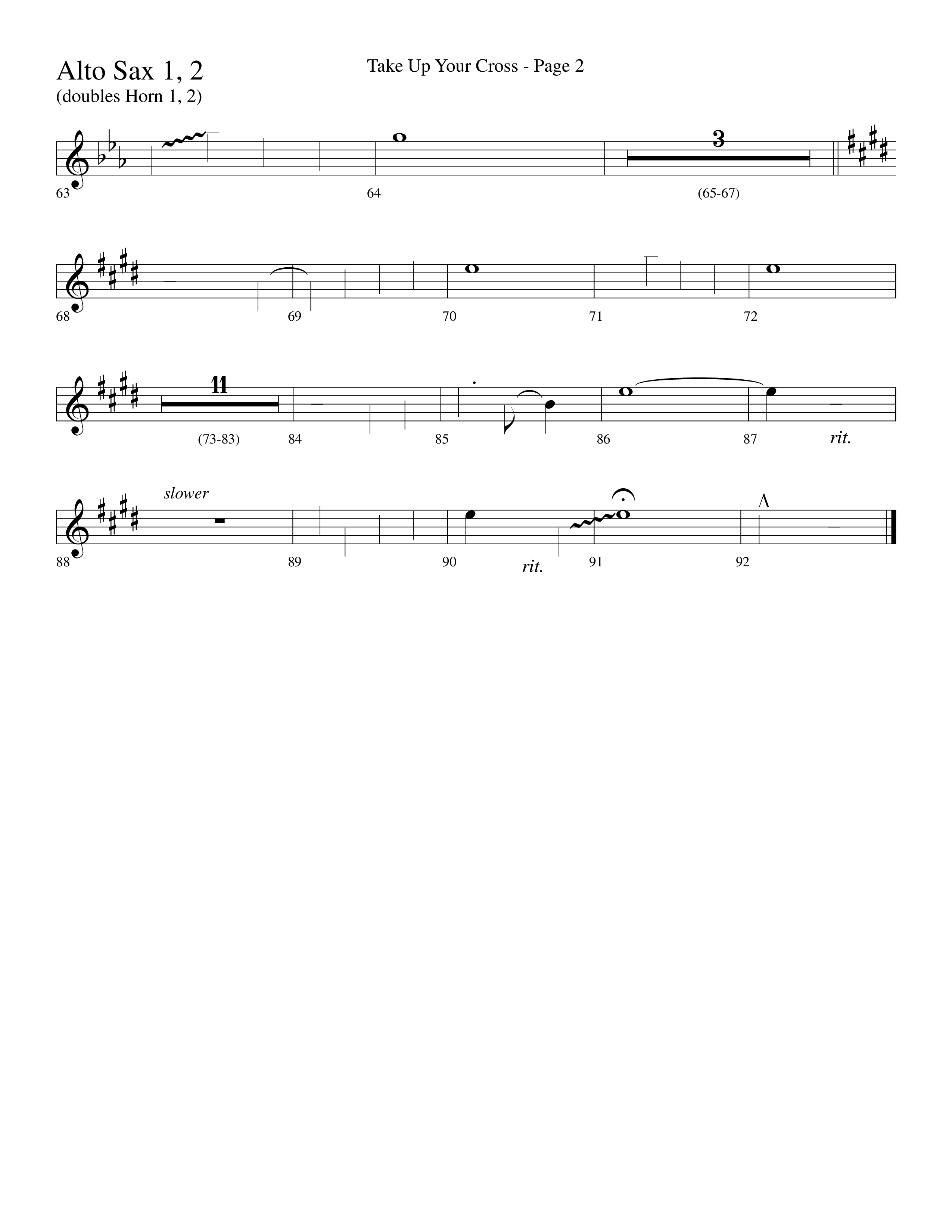 Take Up Your Cross (Choral Anthem SATB) Alto Sax 1/2 (Lifeway Choral / Arr. Dave Williamson)