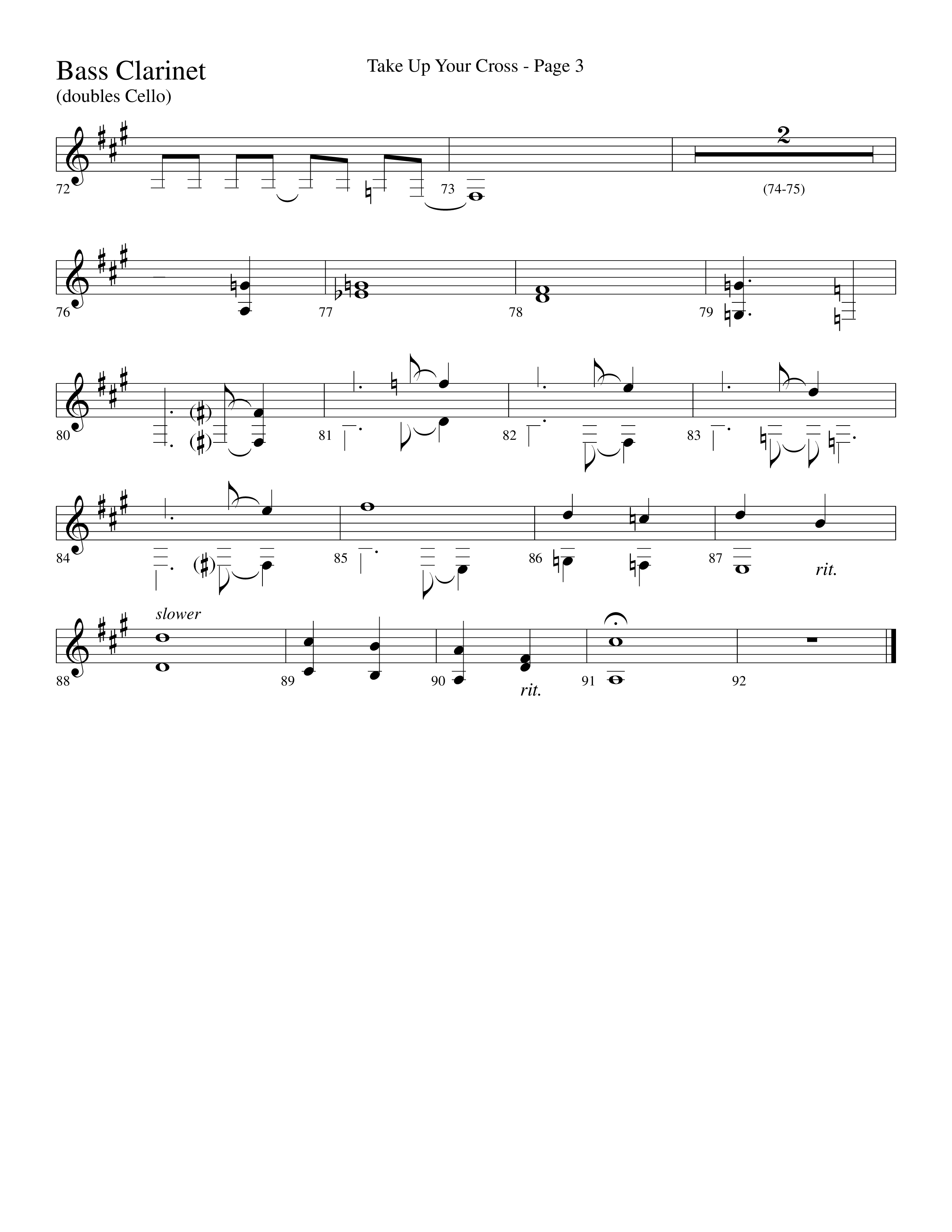 Take Up Your Cross (Choral Anthem SATB) Bass Clarinet (Lifeway Choral / Arr. Dave Williamson)