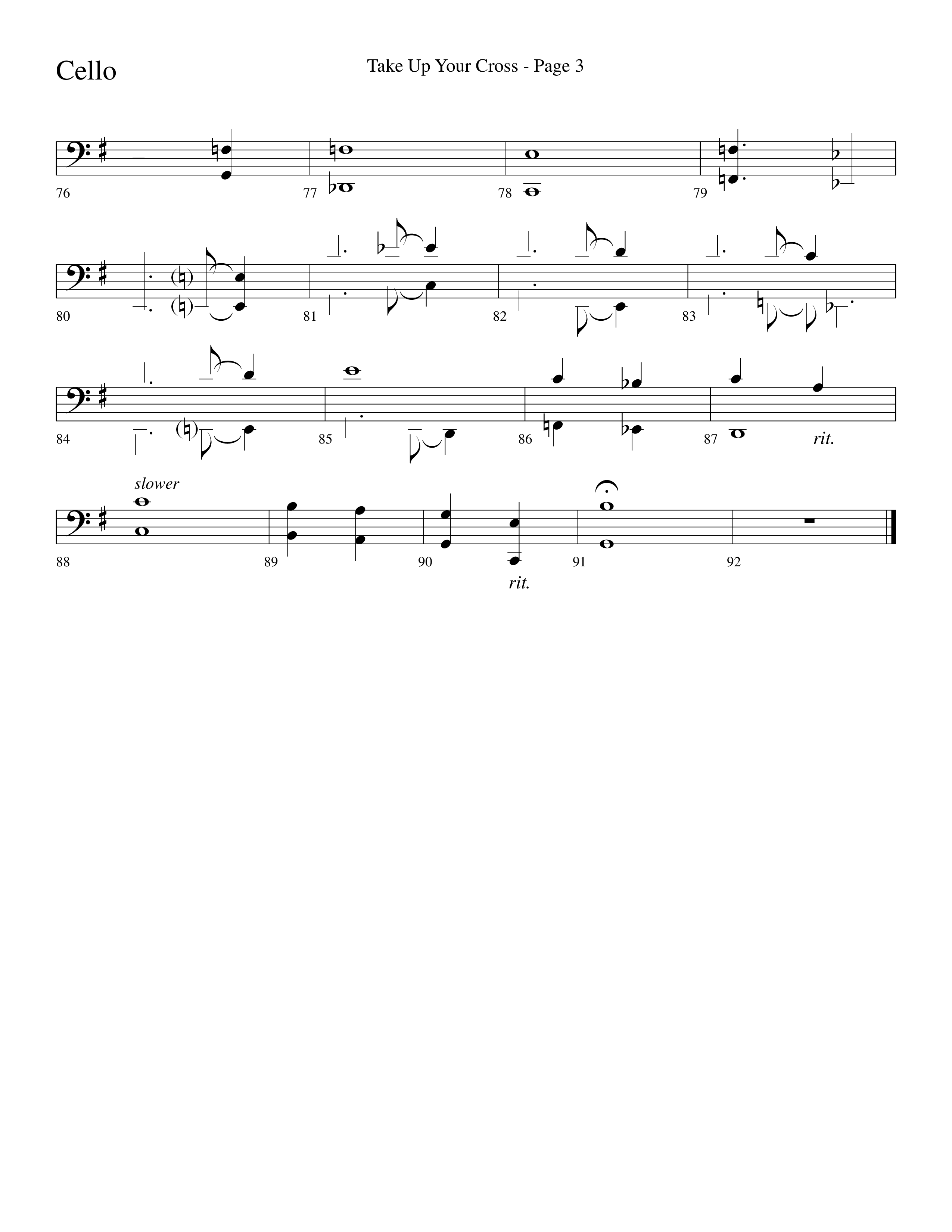 Take Up Your Cross (Choral Anthem SATB) Cello (Lifeway Choral / Arr. Dave Williamson)
