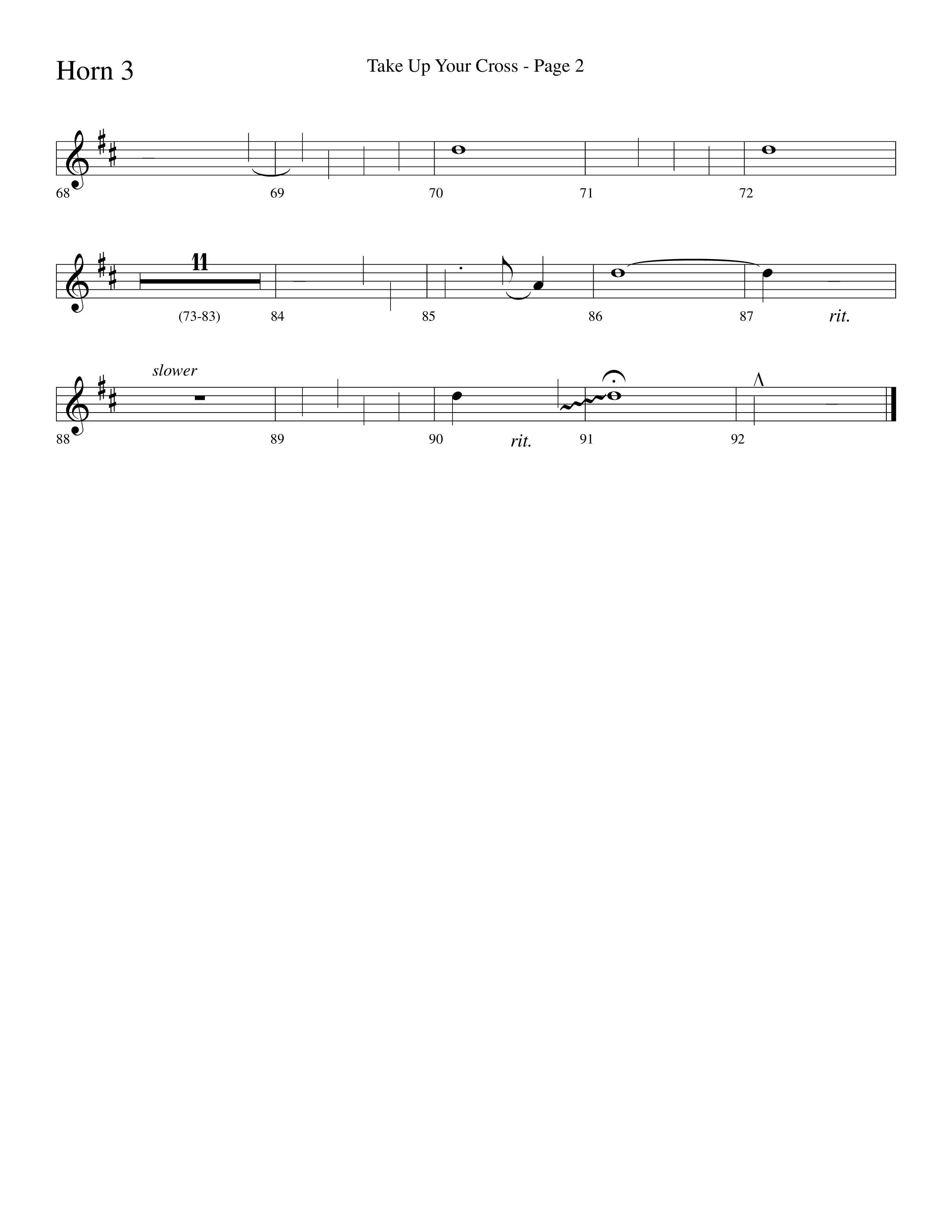 Take Up Your Cross (Choral Anthem SATB) French Horn 3 (Lifeway Choral / Arr. Dave Williamson)