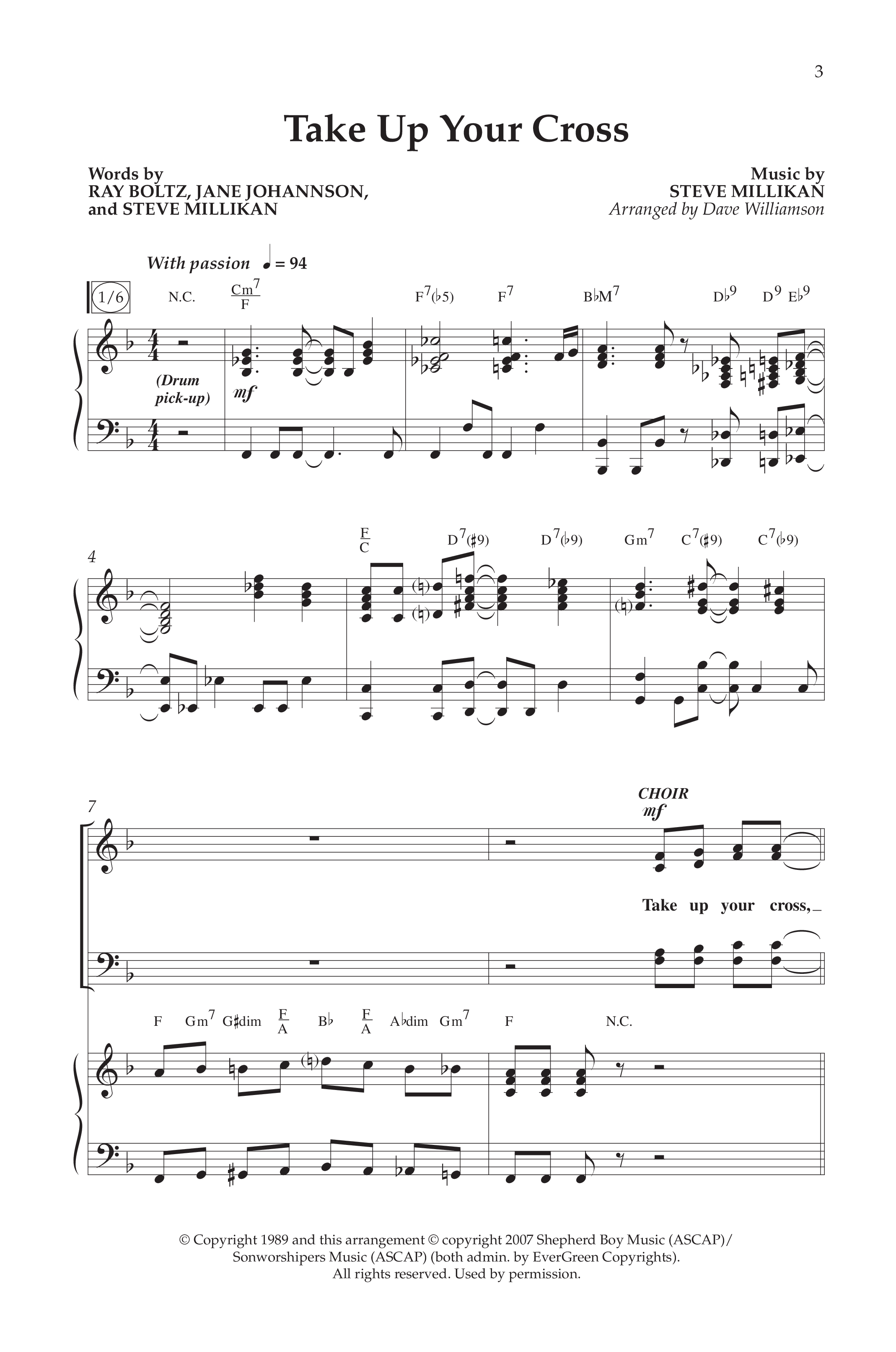 Take Up Your Cross (Choral Anthem SATB) Anthem (SATB/Piano) (Lifeway Choral / Arr. Dave Williamson)