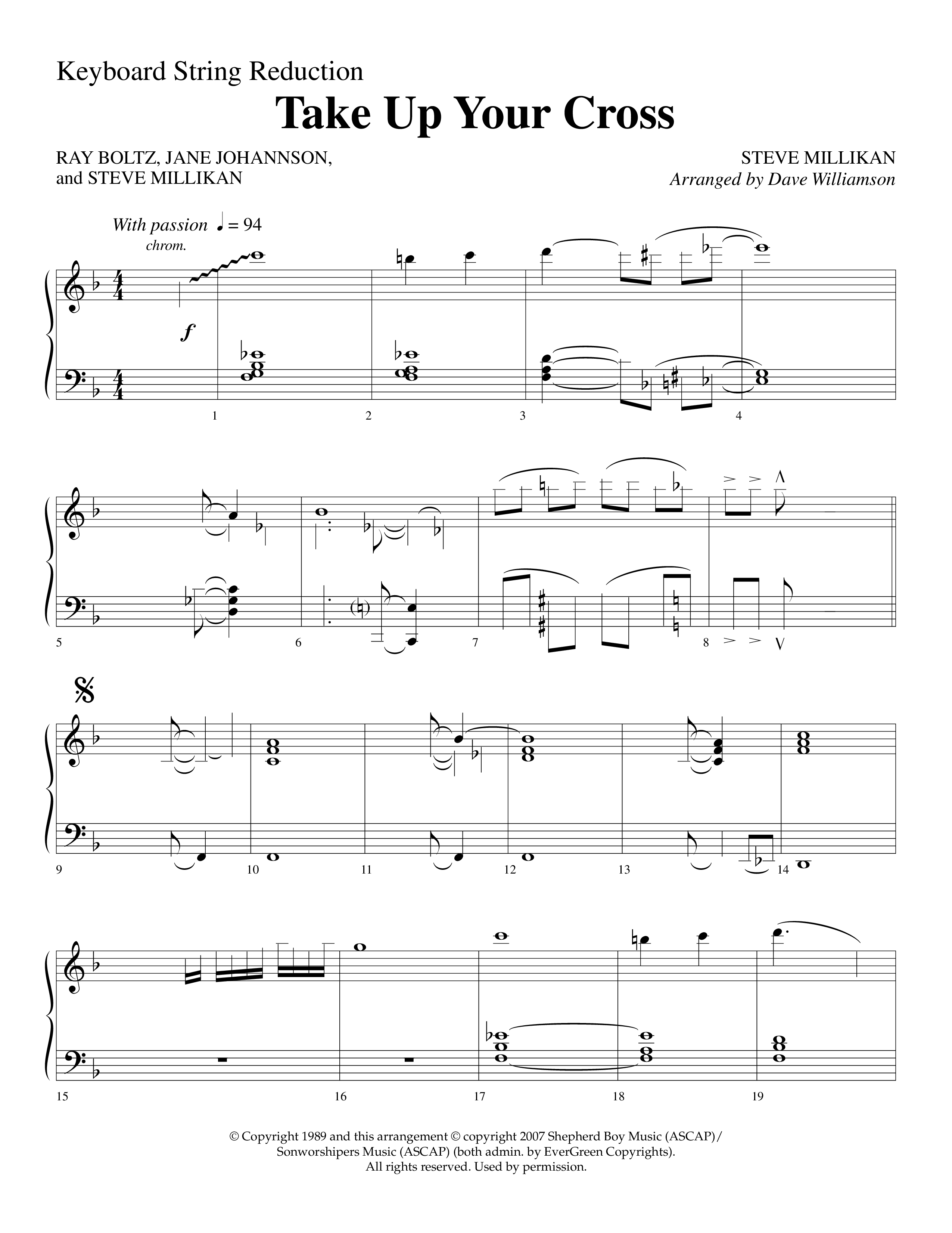 Take Up Your Cross (Choral Anthem SATB) String Reduction (Lifeway Choral / Arr. Dave Williamson)