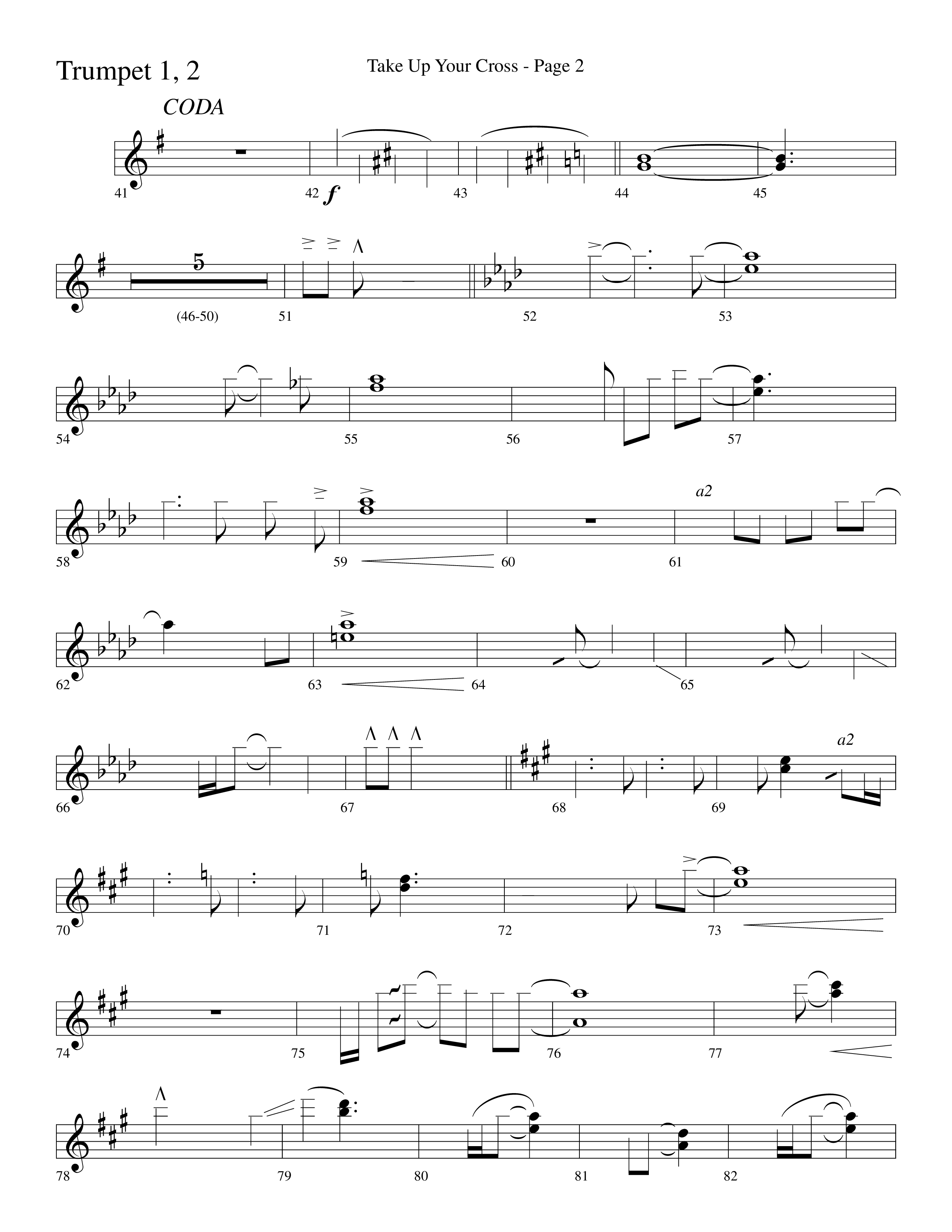 Take Up Your Cross (Choral Anthem SATB) Trumpet 1,2 (Lifeway Choral / Arr. Dave Williamson)