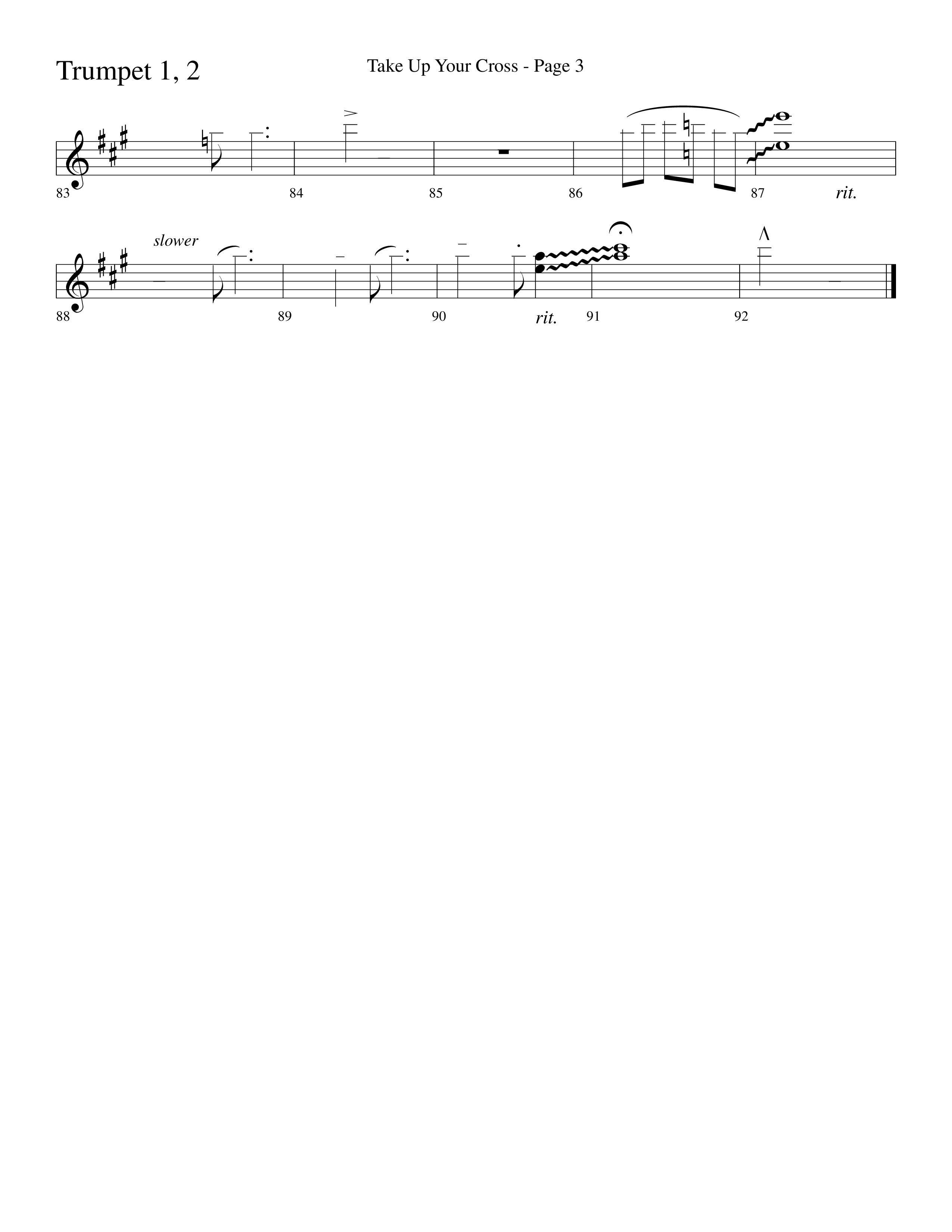 Take Up Your Cross (Choral Anthem SATB) Trumpet 1,2 (Lifeway Choral / Arr. Dave Williamson)