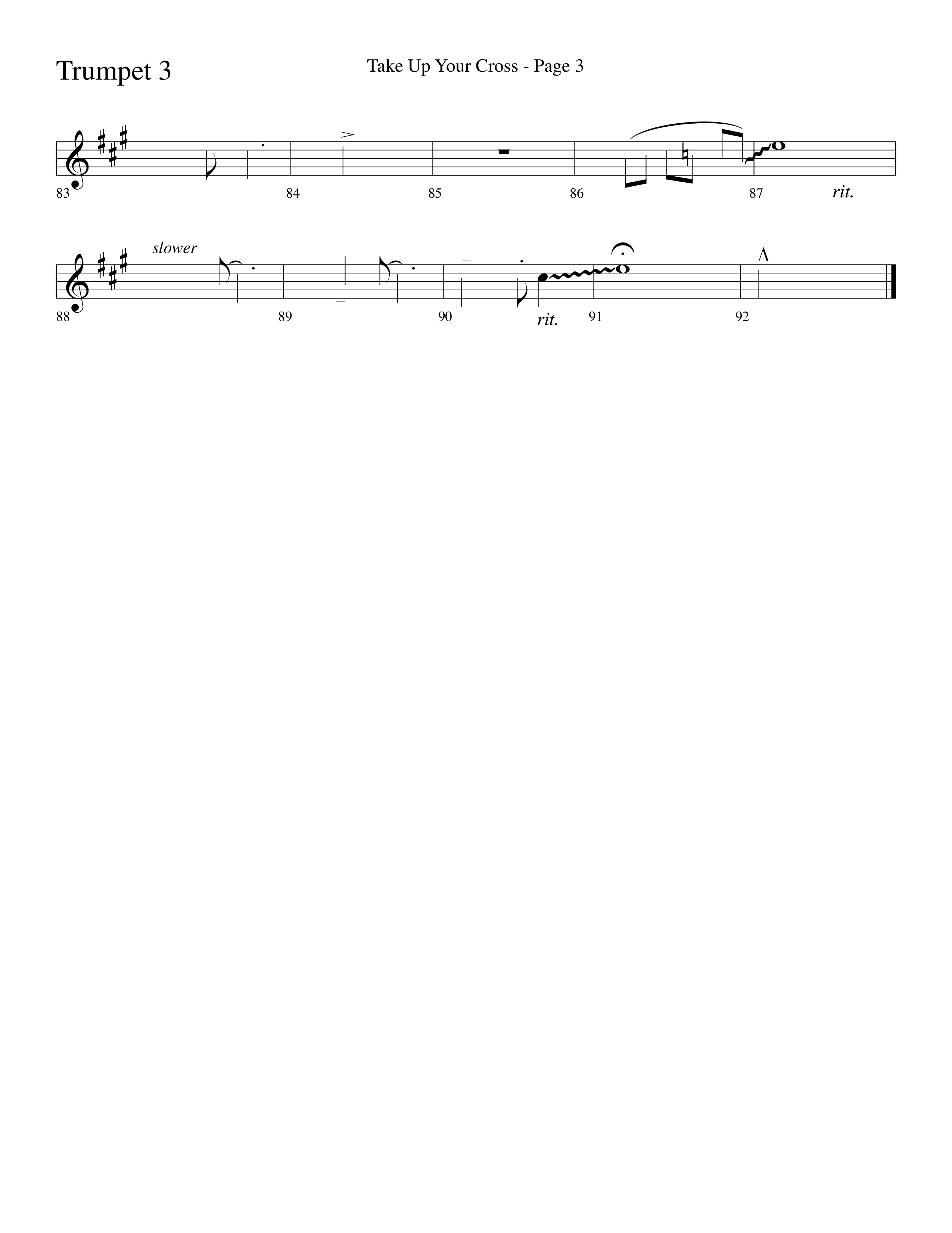 Take Up Your Cross (Choral Anthem SATB) Trumpet 3 (Lifeway Choral / Arr. Dave Williamson)