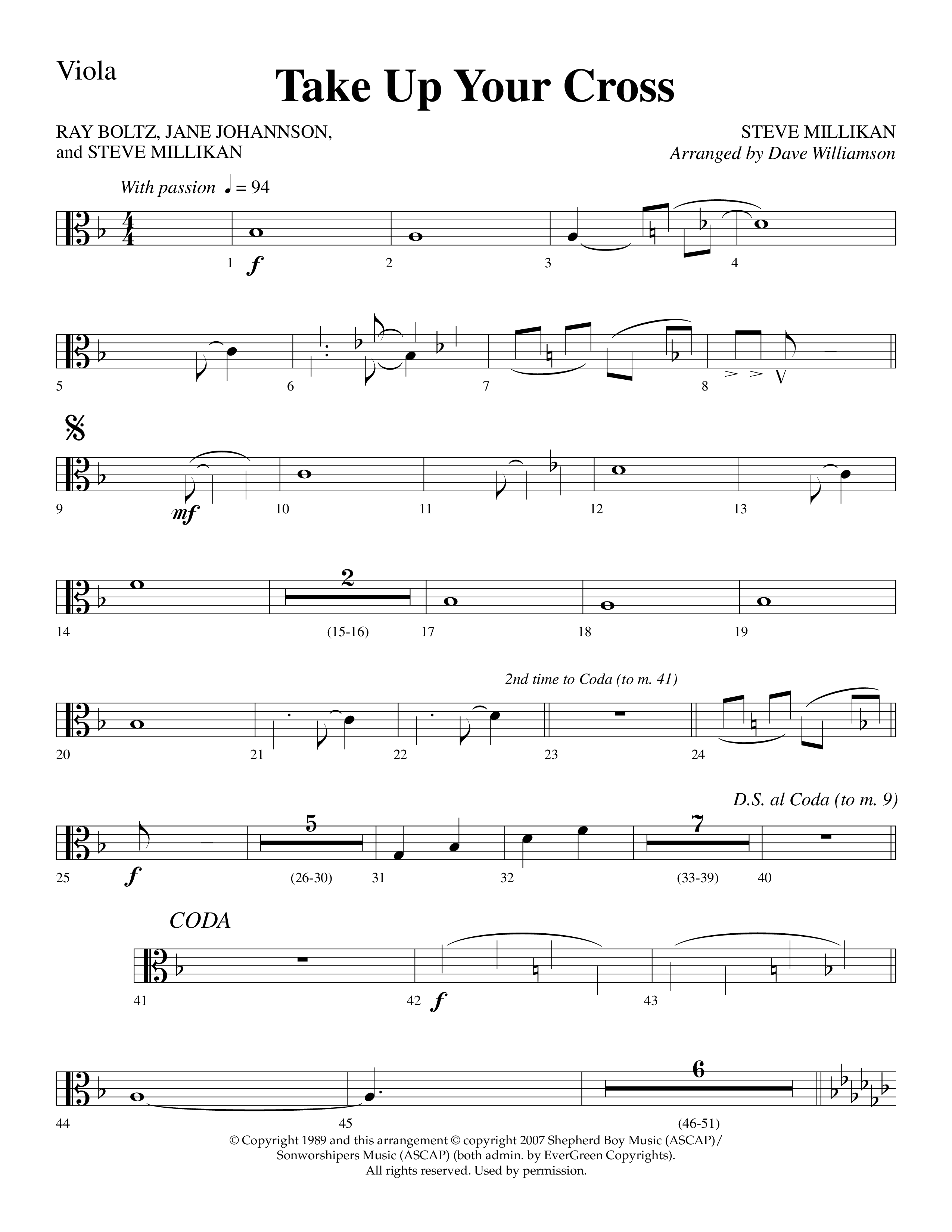 Take Up Your Cross (Choral Anthem SATB) Viola (Lifeway Choral / Arr. Dave Williamson)