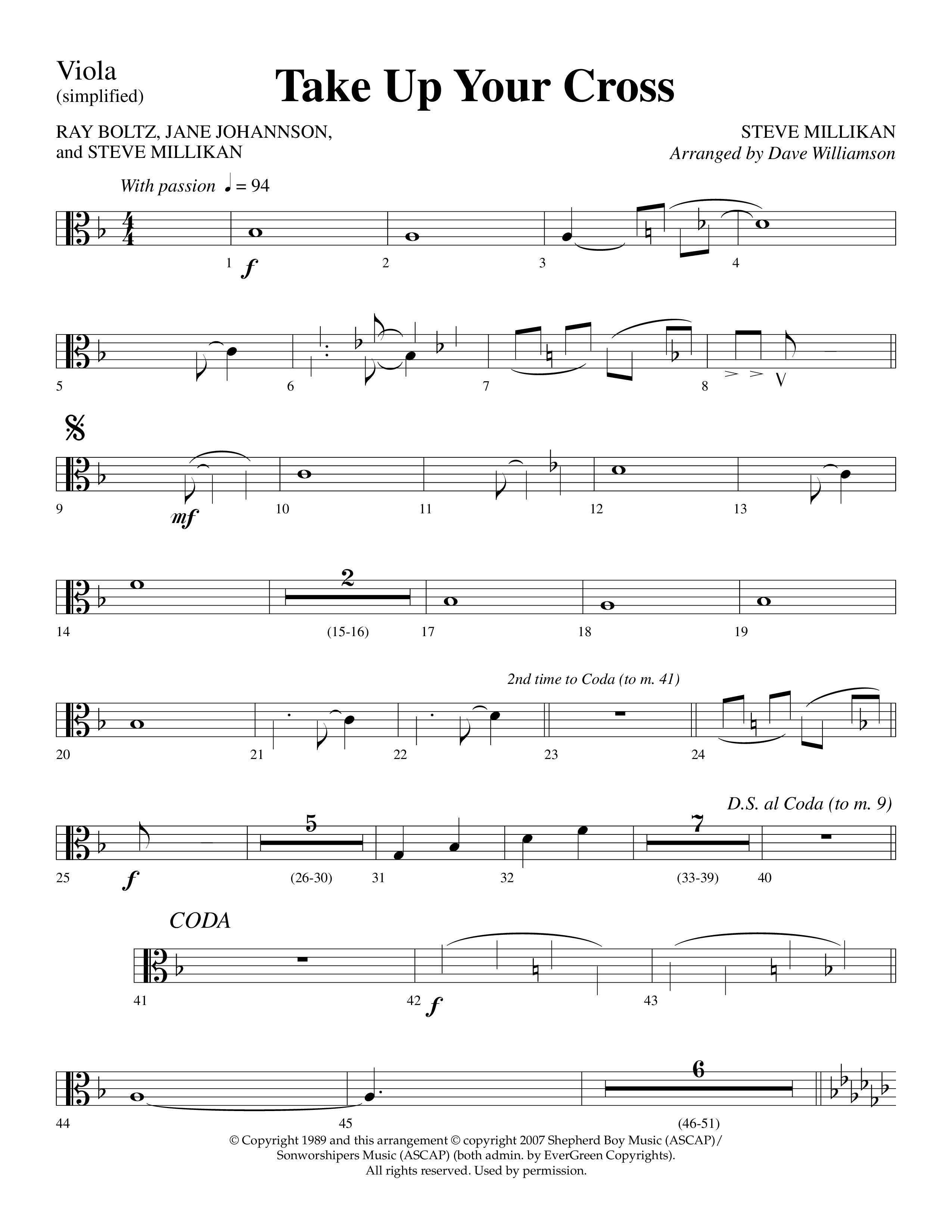 Take Up Your Cross (Choral Anthem SATB) Viola (Lifeway Choral / Arr. Dave Williamson)