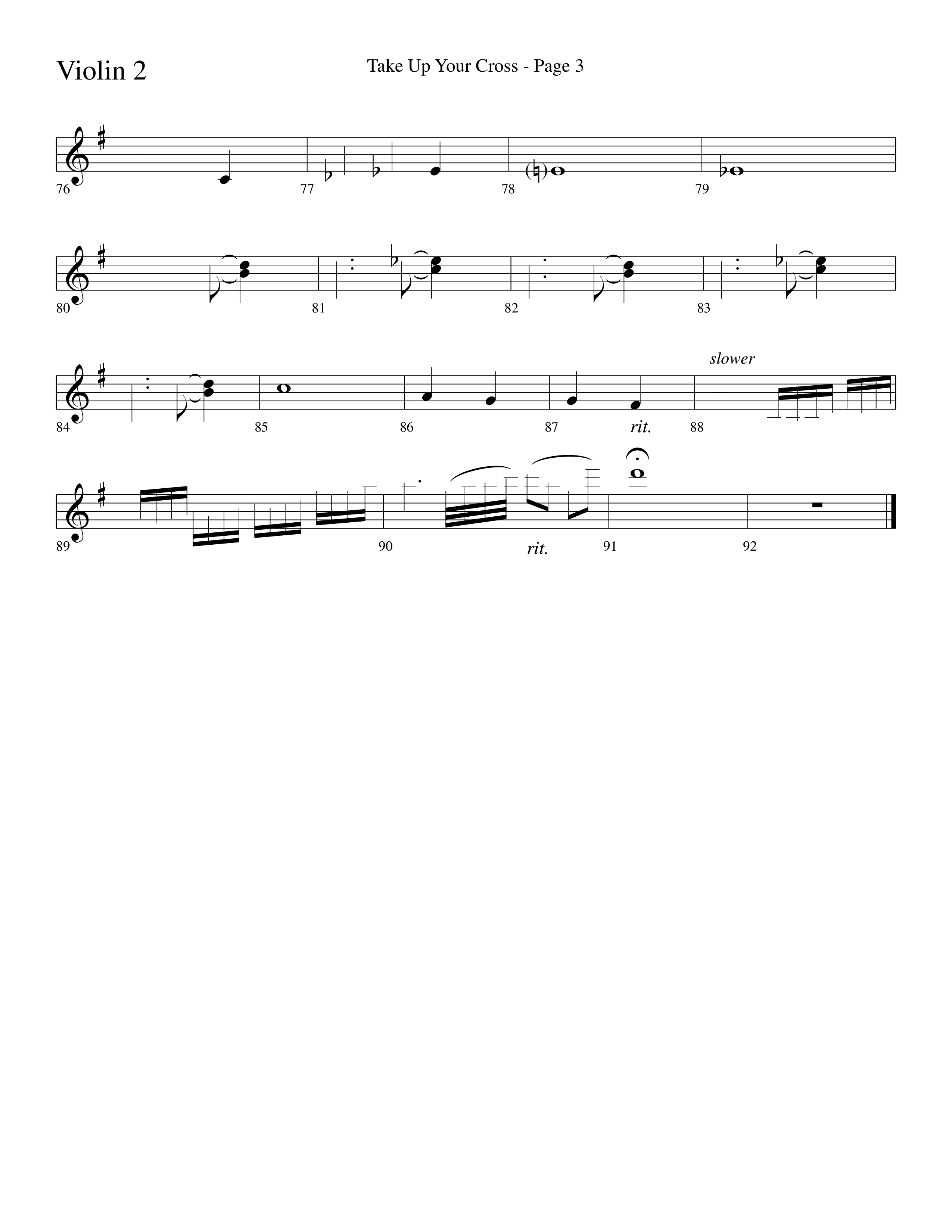 Take Up Your Cross (Choral Anthem SATB) Violin 2 (Lifeway Choral / Arr. Dave Williamson)