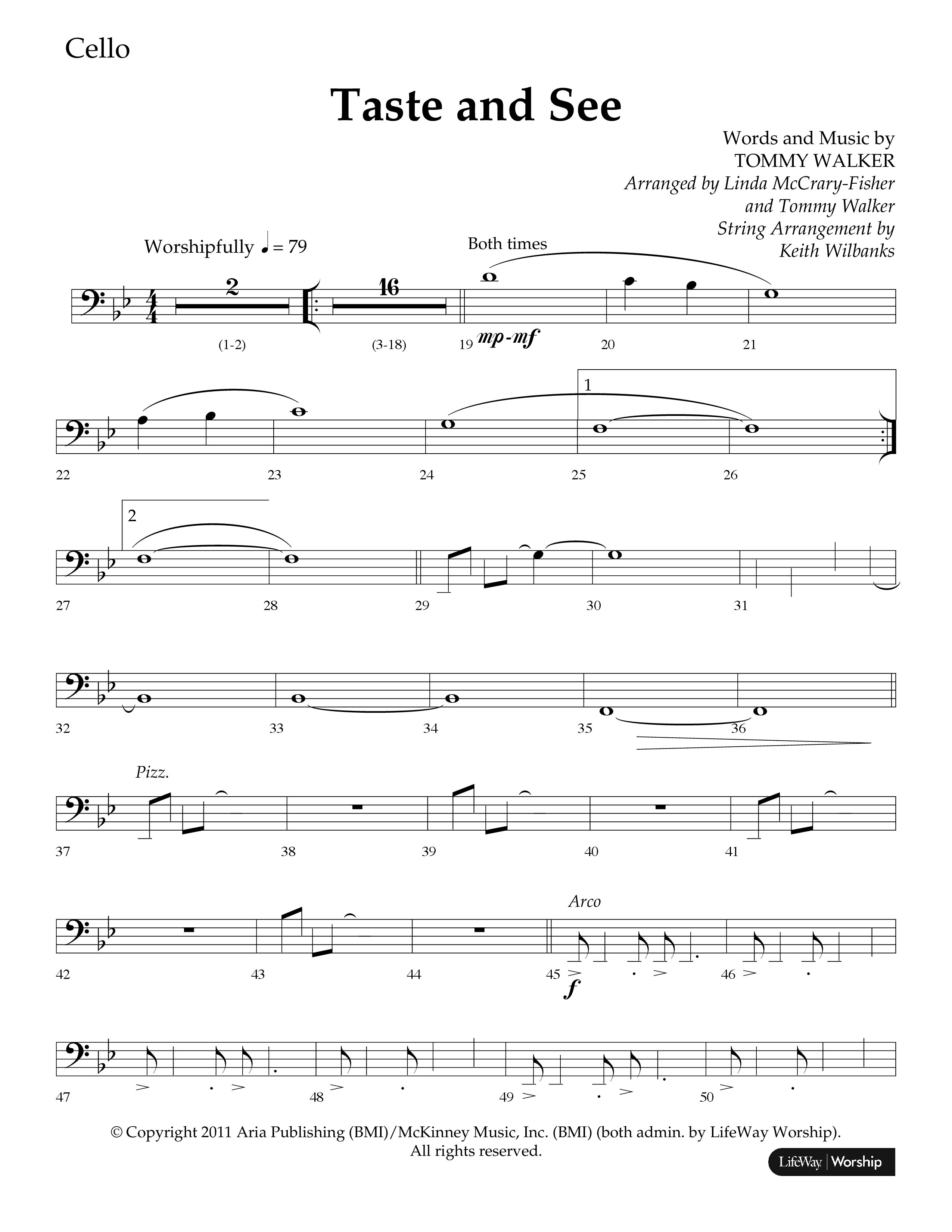 Taste And See (Choral Anthem SATB) Cello (Lifeway Choral / Arr. Tommy Walker / Arr. Linda McCrary-Fisher)