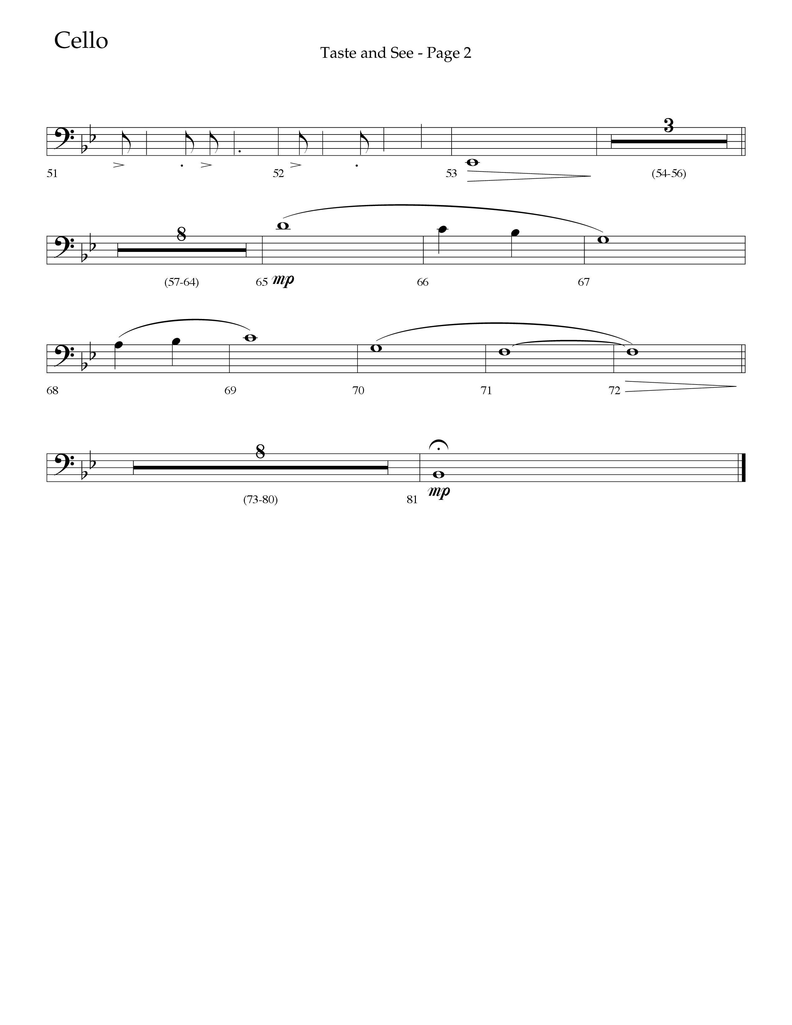 Taste And See (Choral Anthem SATB) Cello (Lifeway Choral / Arr. Tommy Walker / Arr. Linda McCrary-Fisher)