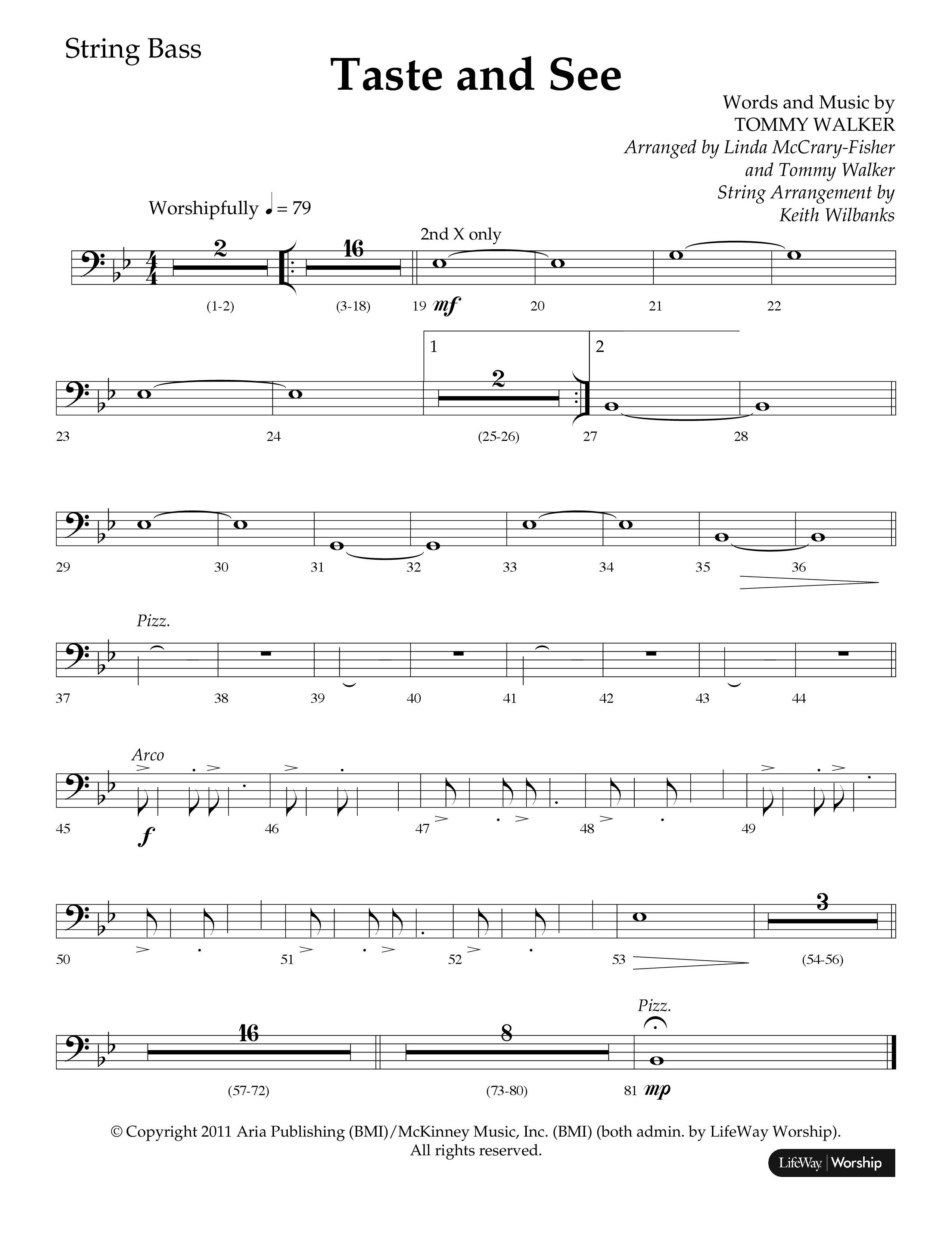 Taste And See (Choral Anthem SATB) String Bass (Lifeway Choral / Arr. Tommy Walker / Arr. Linda McCrary-Fisher)