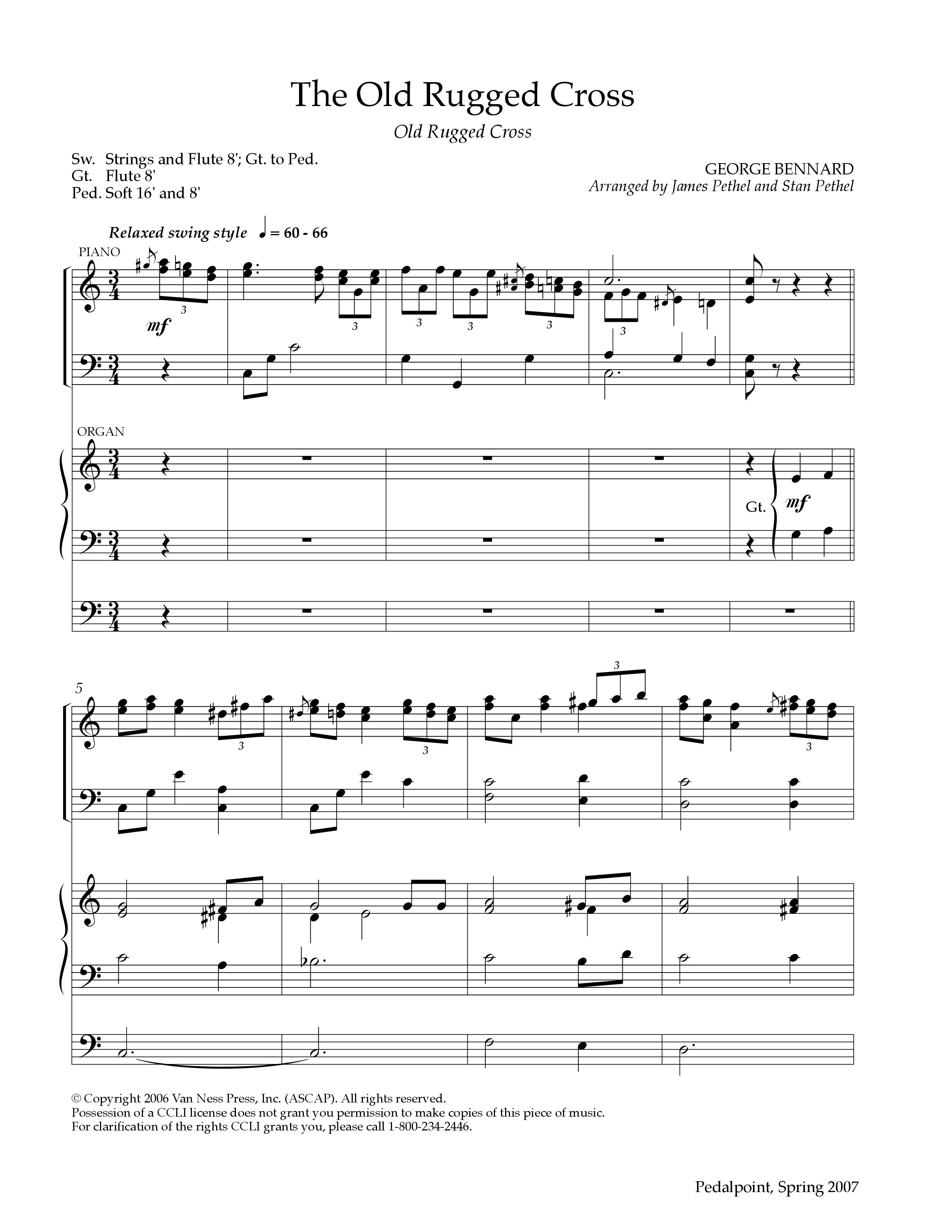 The Old Rugged Cross (Instrumental) Piano-Organ (Lifeway Worship / Arr. Stan Pethel / Arr. James Pethel)