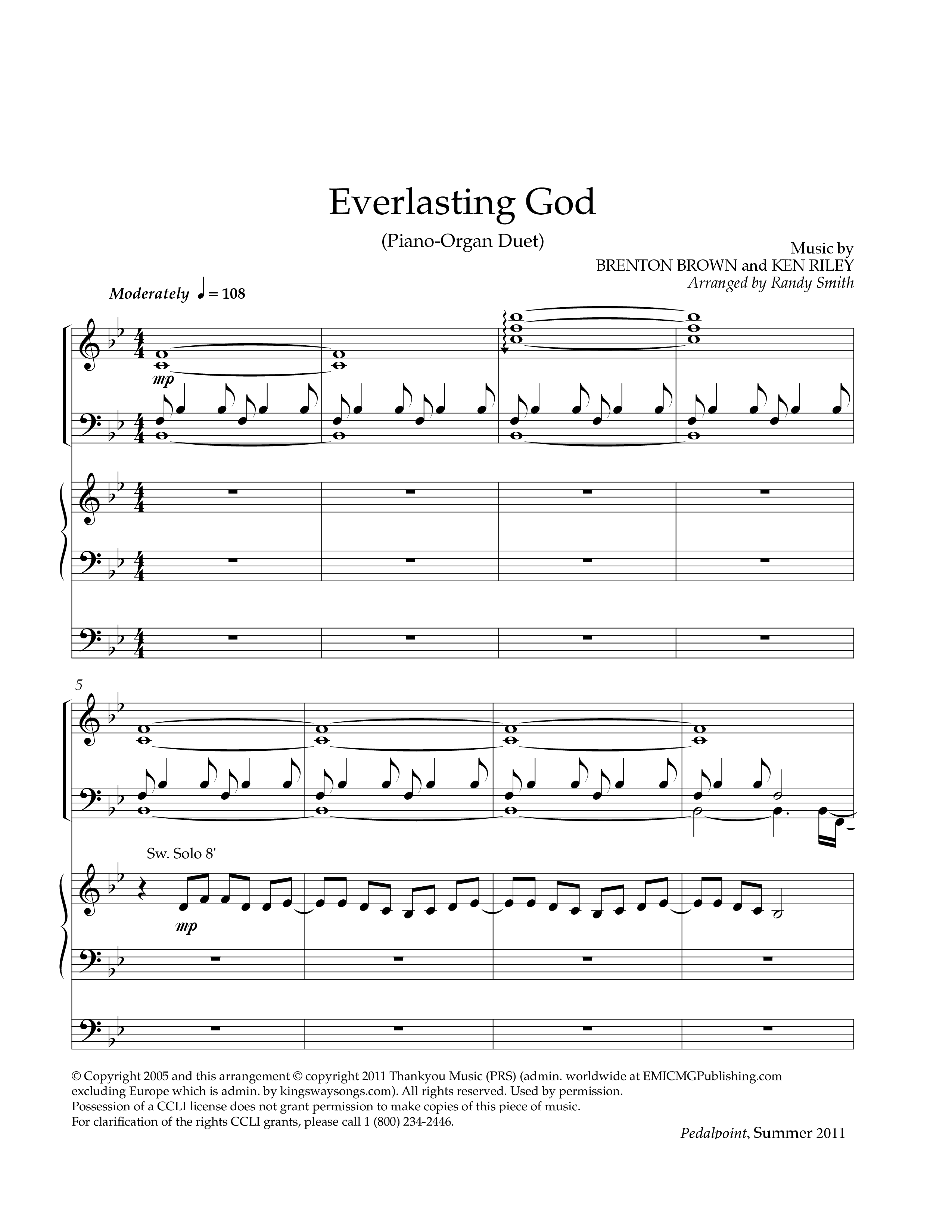 Everlasting God (Instrumental) Piano-Organ (Lifeway Worship / Arr. Randy Smith)