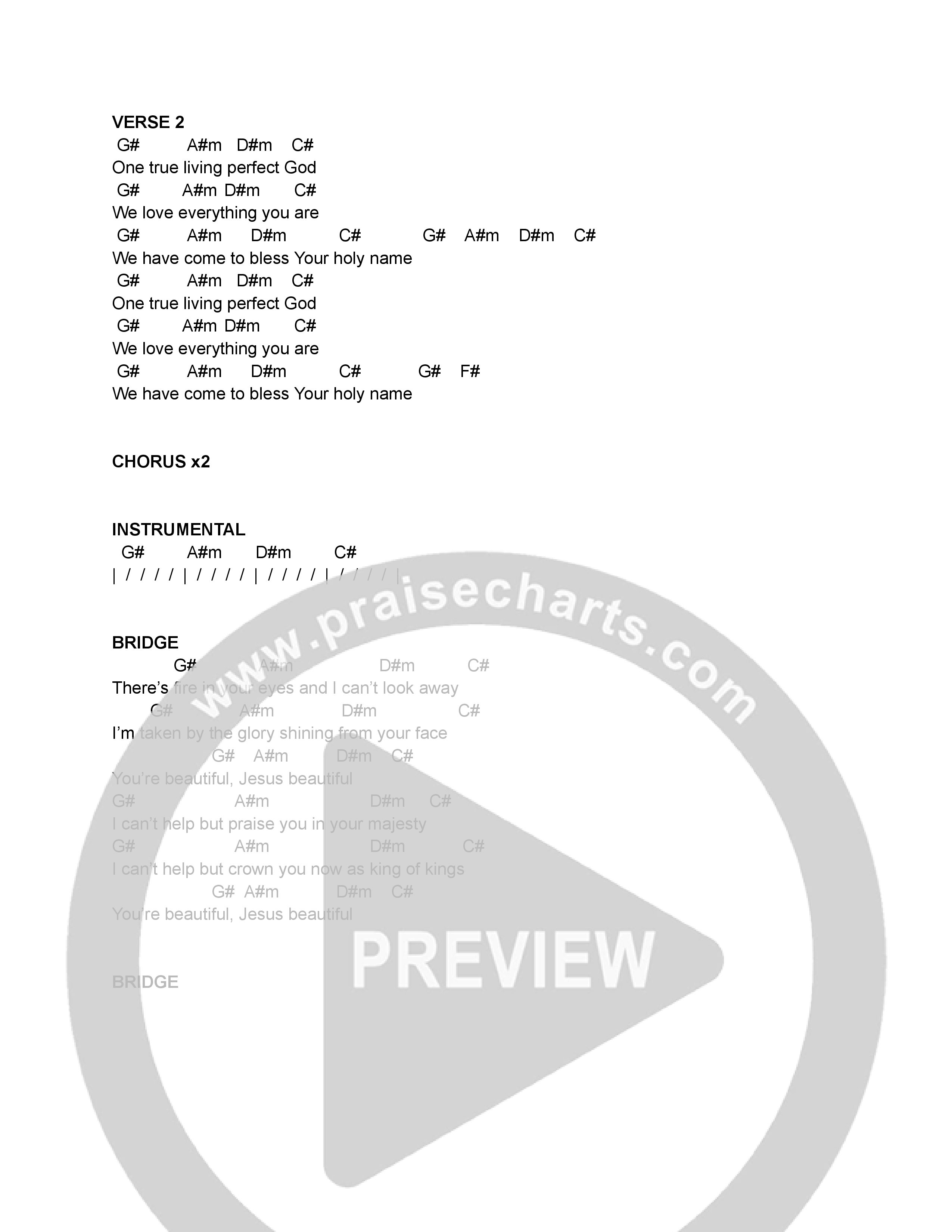Beautiful Jesus Chord Chart (Kory Miller)