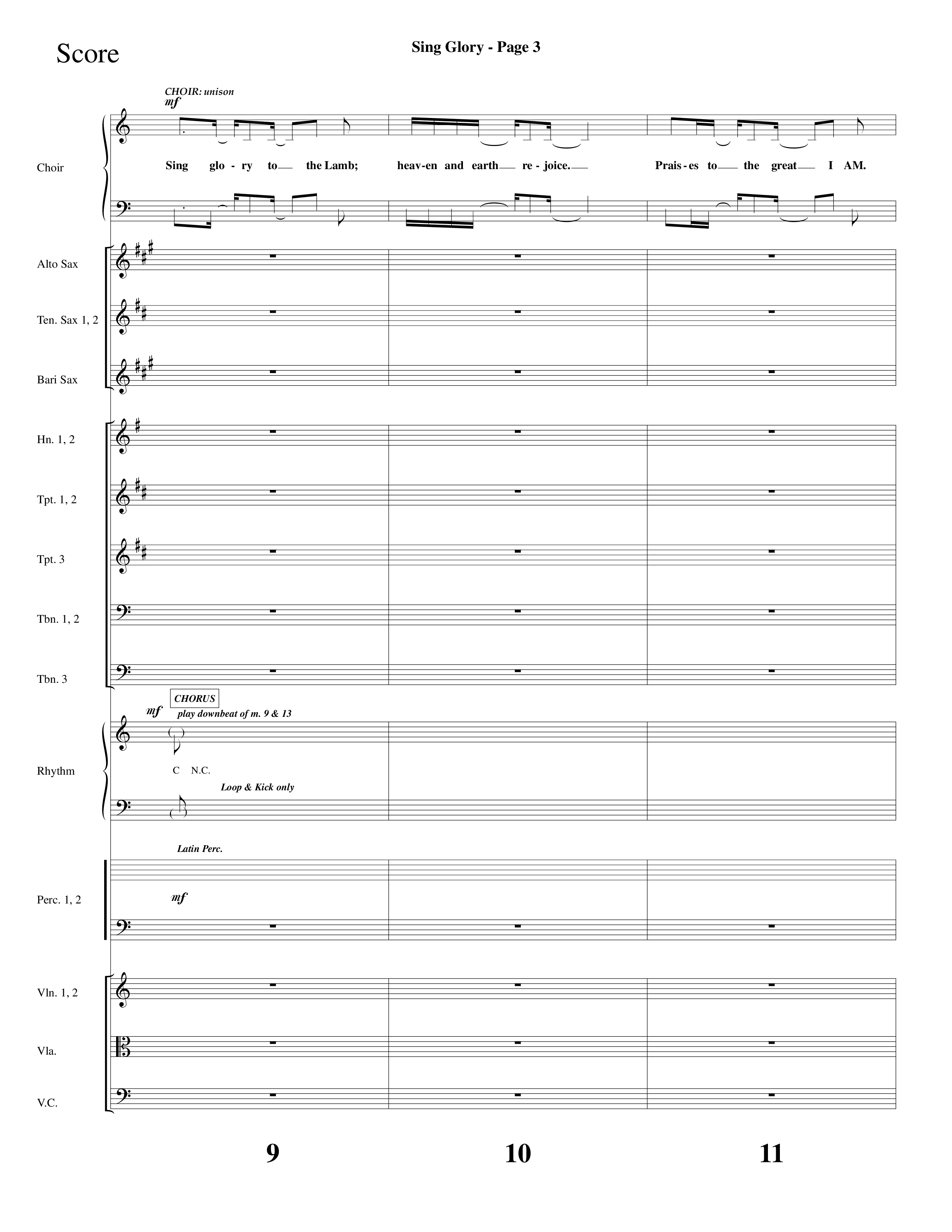 Sing Glory (with All Creatures Of Our God And King) (Choral Anthem SATB) Conductor's Score (Lifeway Choral / Arr. Dave Williamson)