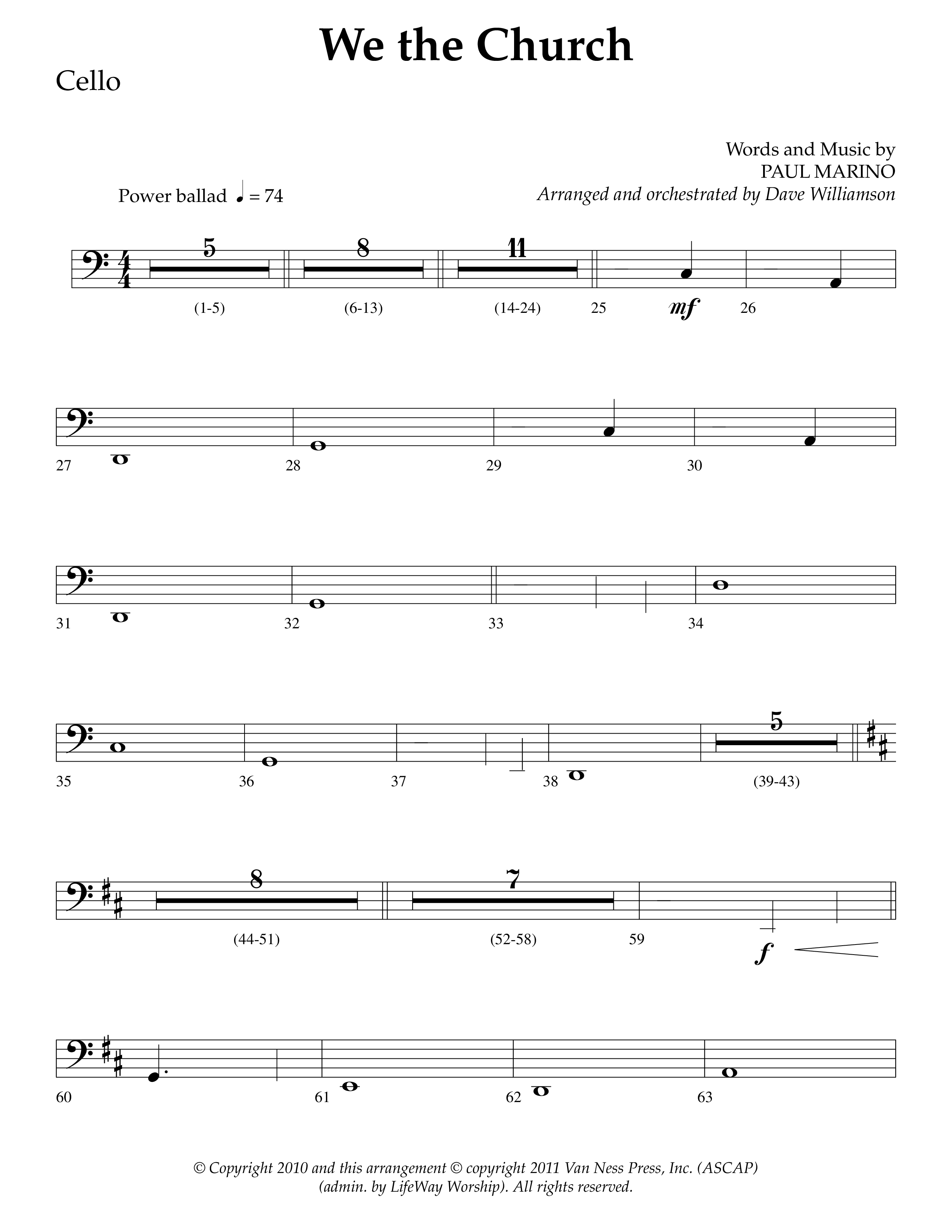 We The Church (Choral Anthem SATB) Cello (Lifeway Choral / Arr. Dave Williamson)