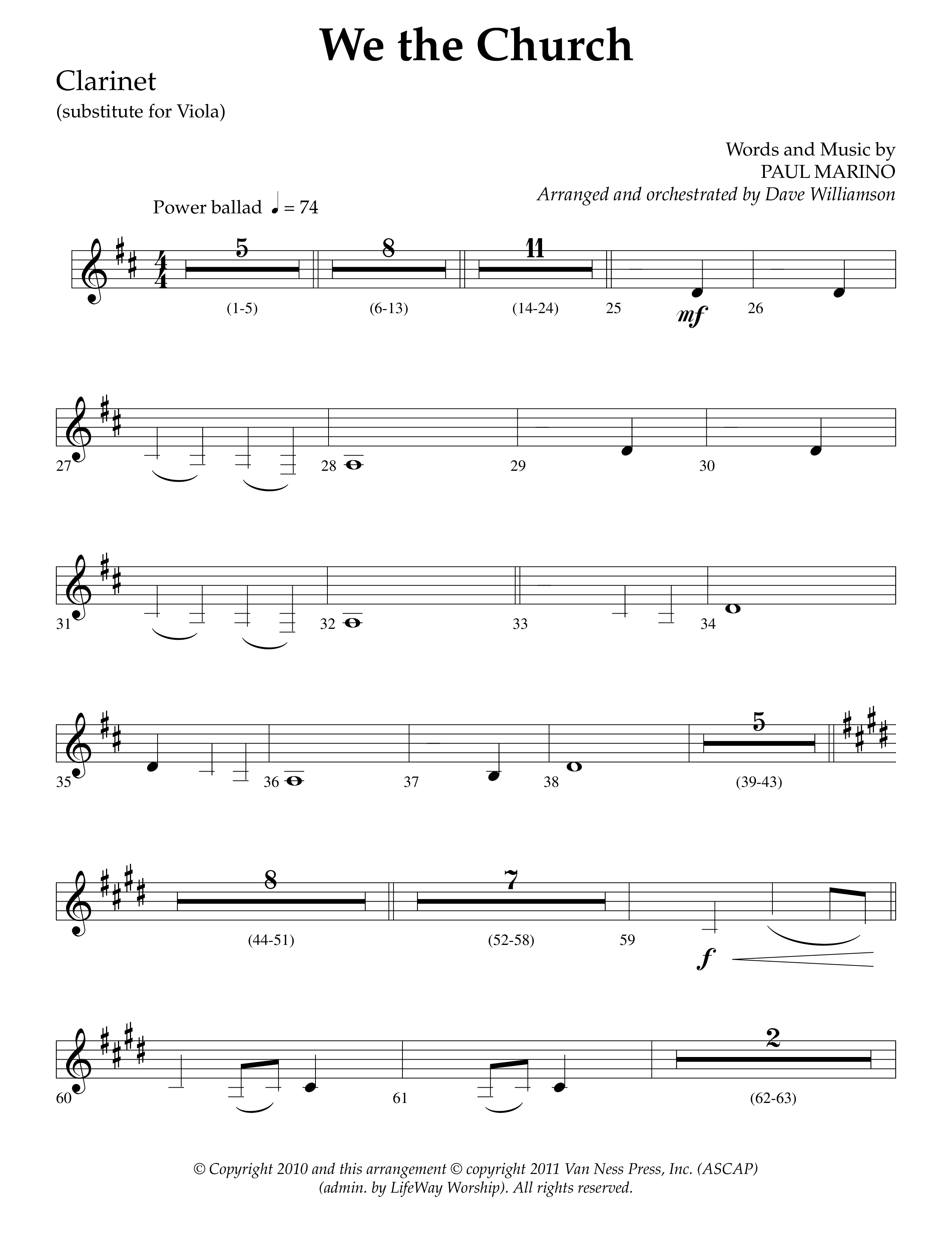 We The Church (Choral Anthem SATB) Clarinet (Lifeway Choral / Arr. Dave Williamson)