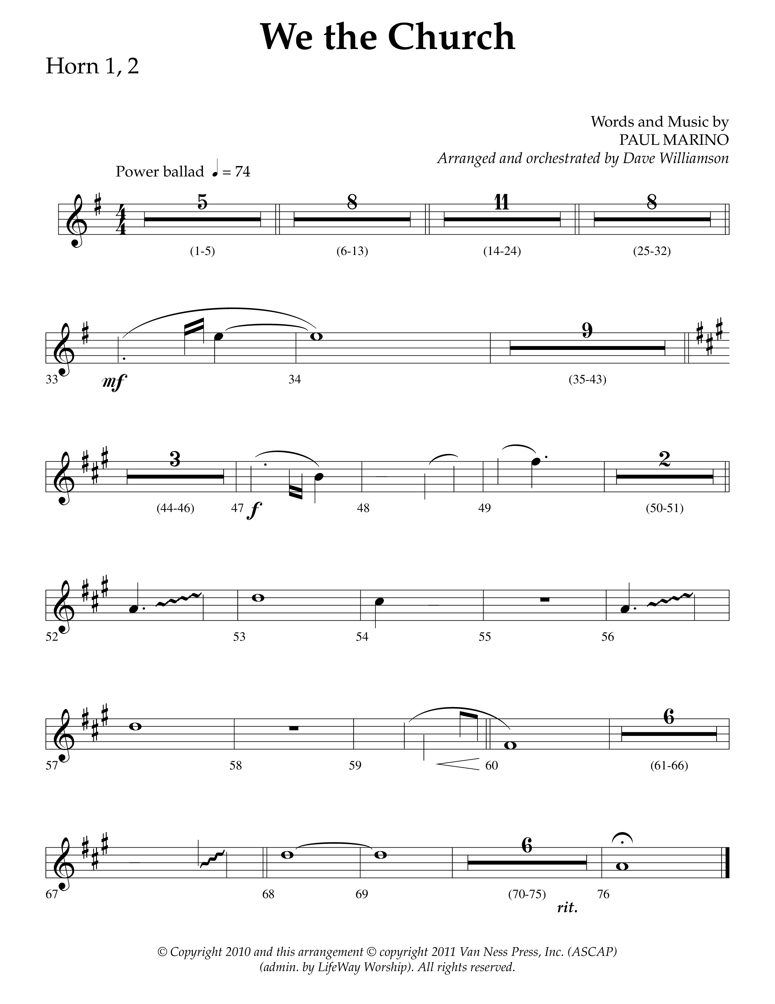 We The Church (Choral Anthem SATB) French Horn 1/2 (Lifeway Choral / Arr. Dave Williamson)