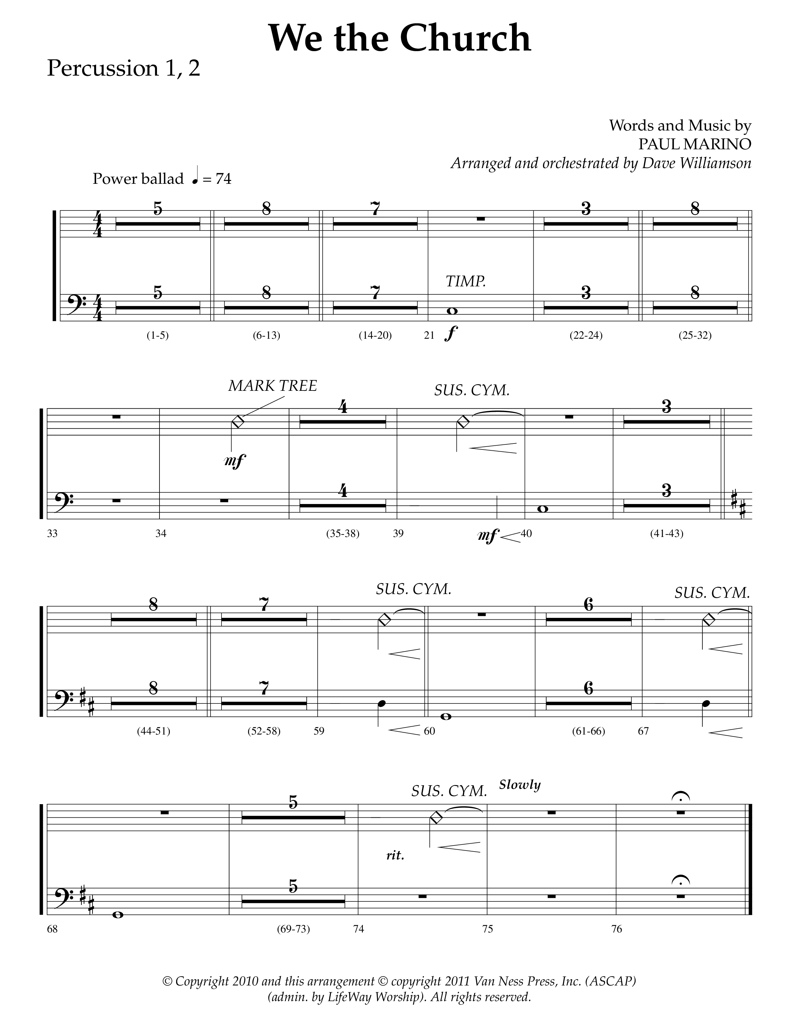 We The Church (Choral Anthem SATB) Percussion 1/2 (Lifeway Choral / Arr. Dave Williamson)