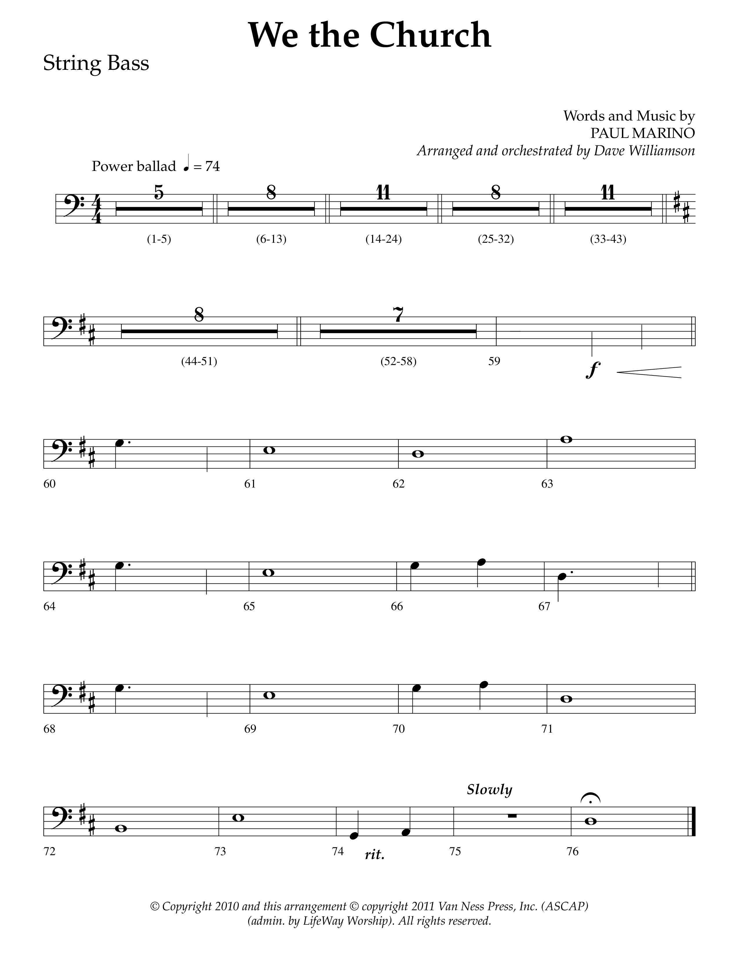 We The Church (Choral Anthem SATB) String Bass (Lifeway Choral / Arr. Dave Williamson)