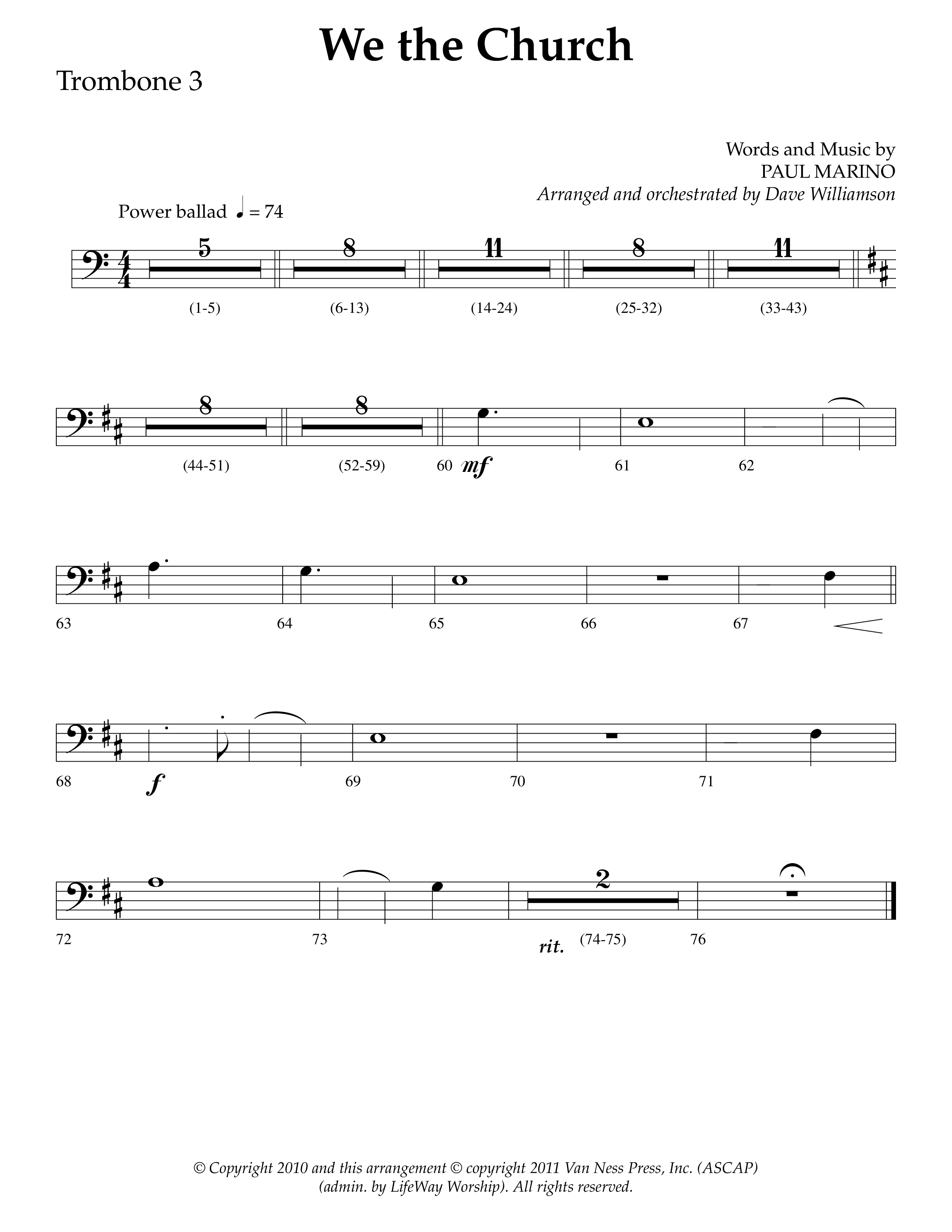 We The Church (Choral Anthem SATB) Trombone 3 (Lifeway Choral / Arr. Dave Williamson)
