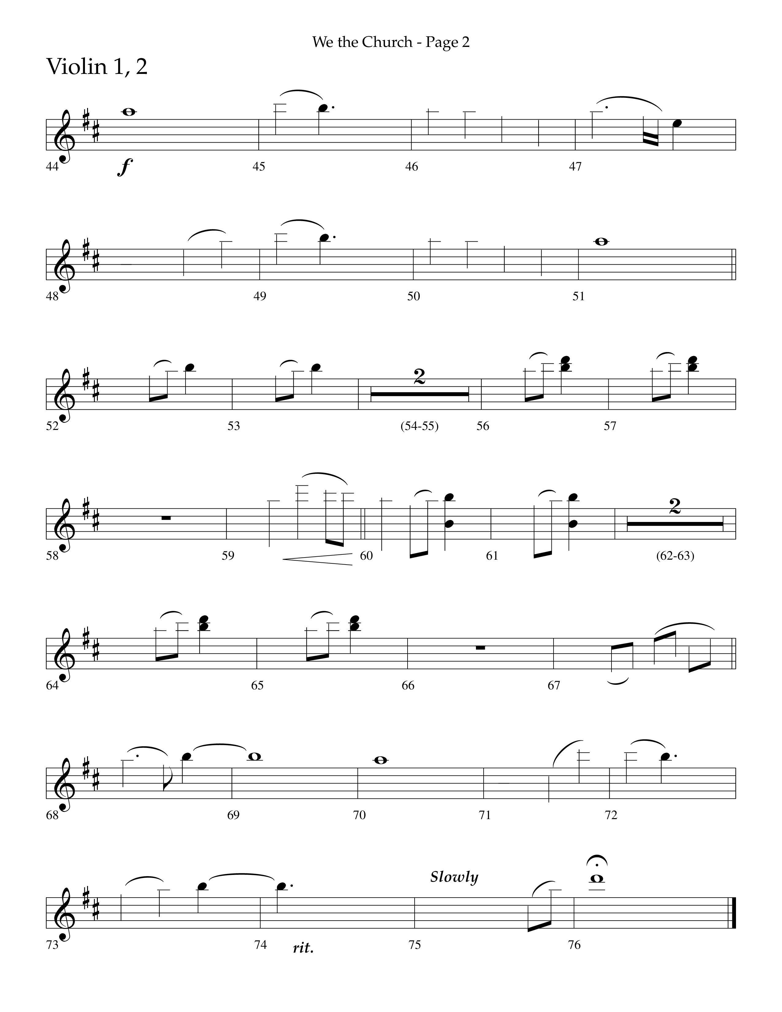 We The Church (Choral Anthem SATB) Violin 1/2 (Lifeway Choral / Arr. Dave Williamson)