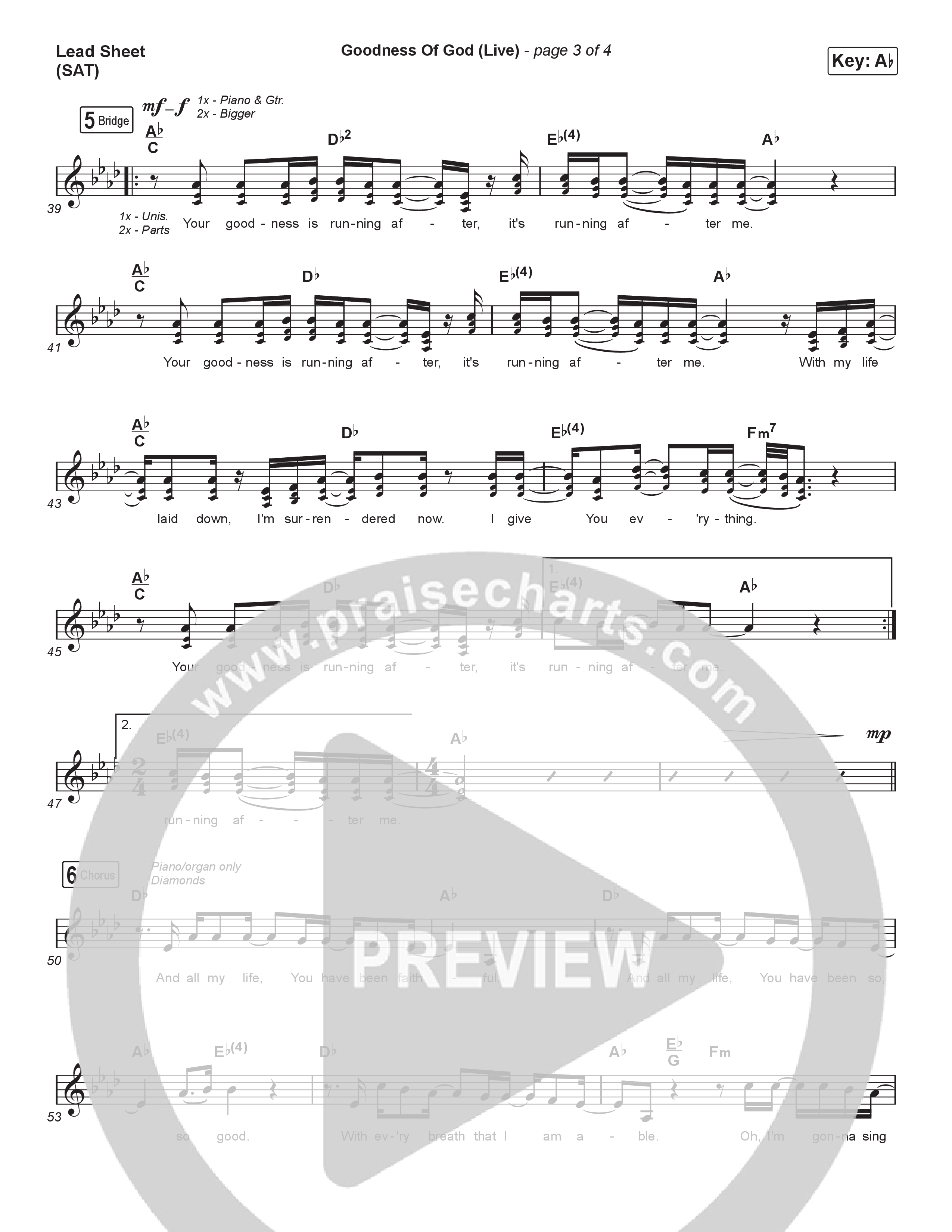 Goodness Of God (Choral Anthem SATB) Lead Sheet (SAT) (CeCe Winans / Arr. Luke Gambill)