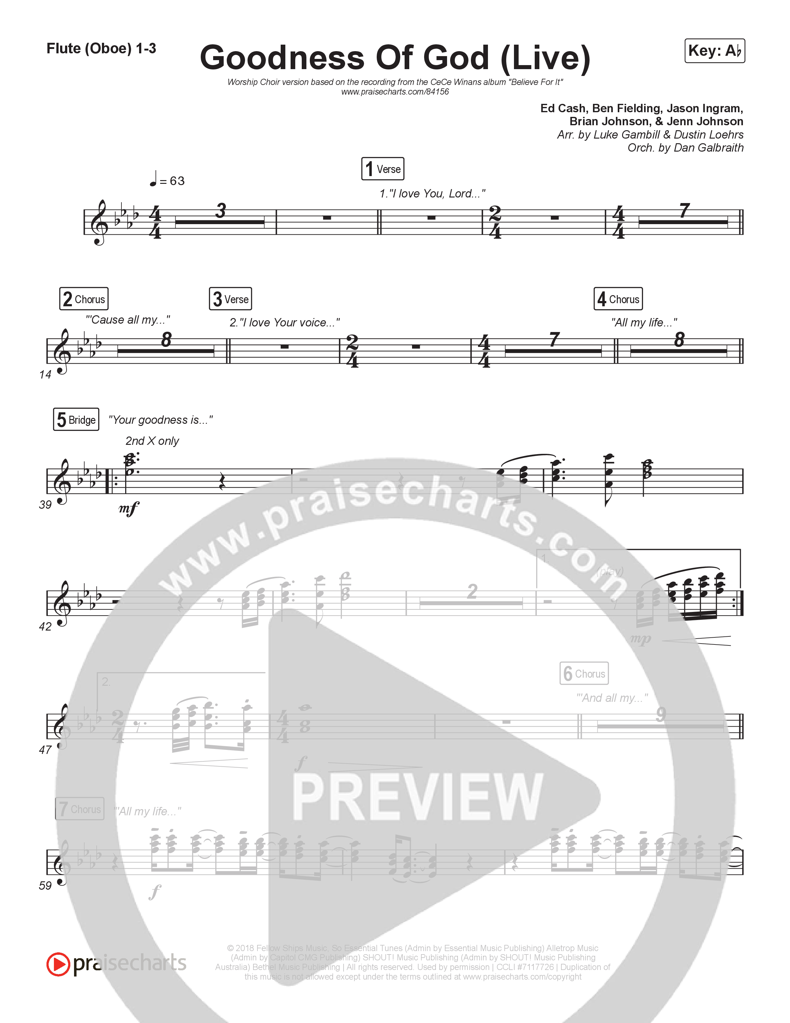 Goodness Of God (Worship Choir/SAB) Flute/Oboe 1/2/3 (CeCe Winans / Arr. Luke Gambill)