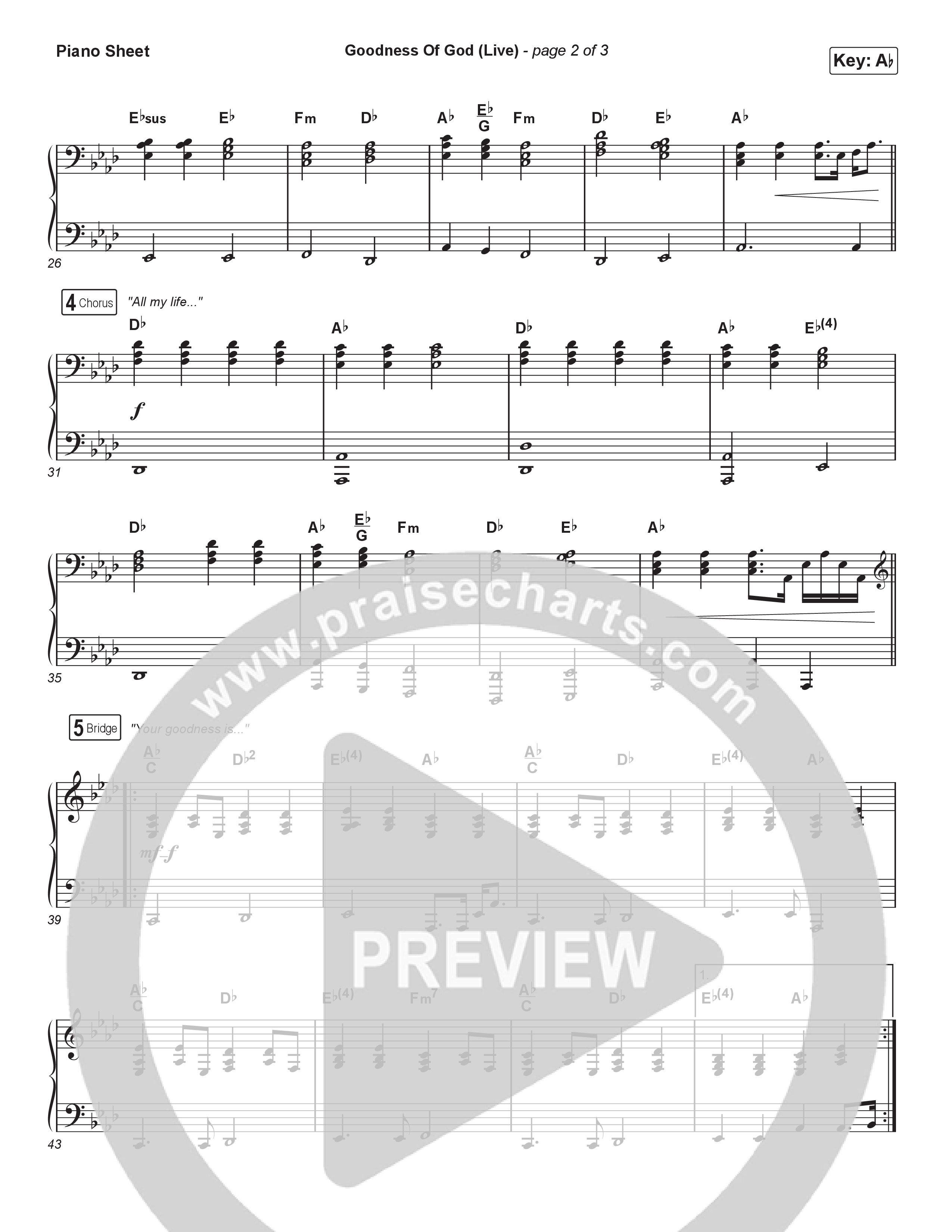 Goodness Of God (Worship Choir/SAB) Piano Sheet (CeCe Winans / Arr. Luke Gambill)