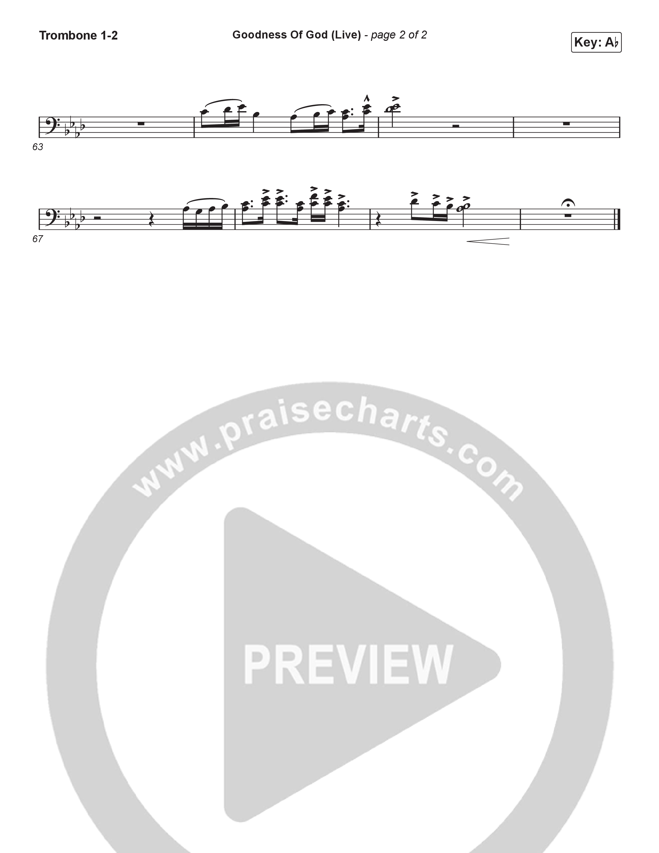 Goodness Of God (Worship Choir/SAB) Trombone 1/2 (CeCe Winans / Arr. Luke Gambill)
