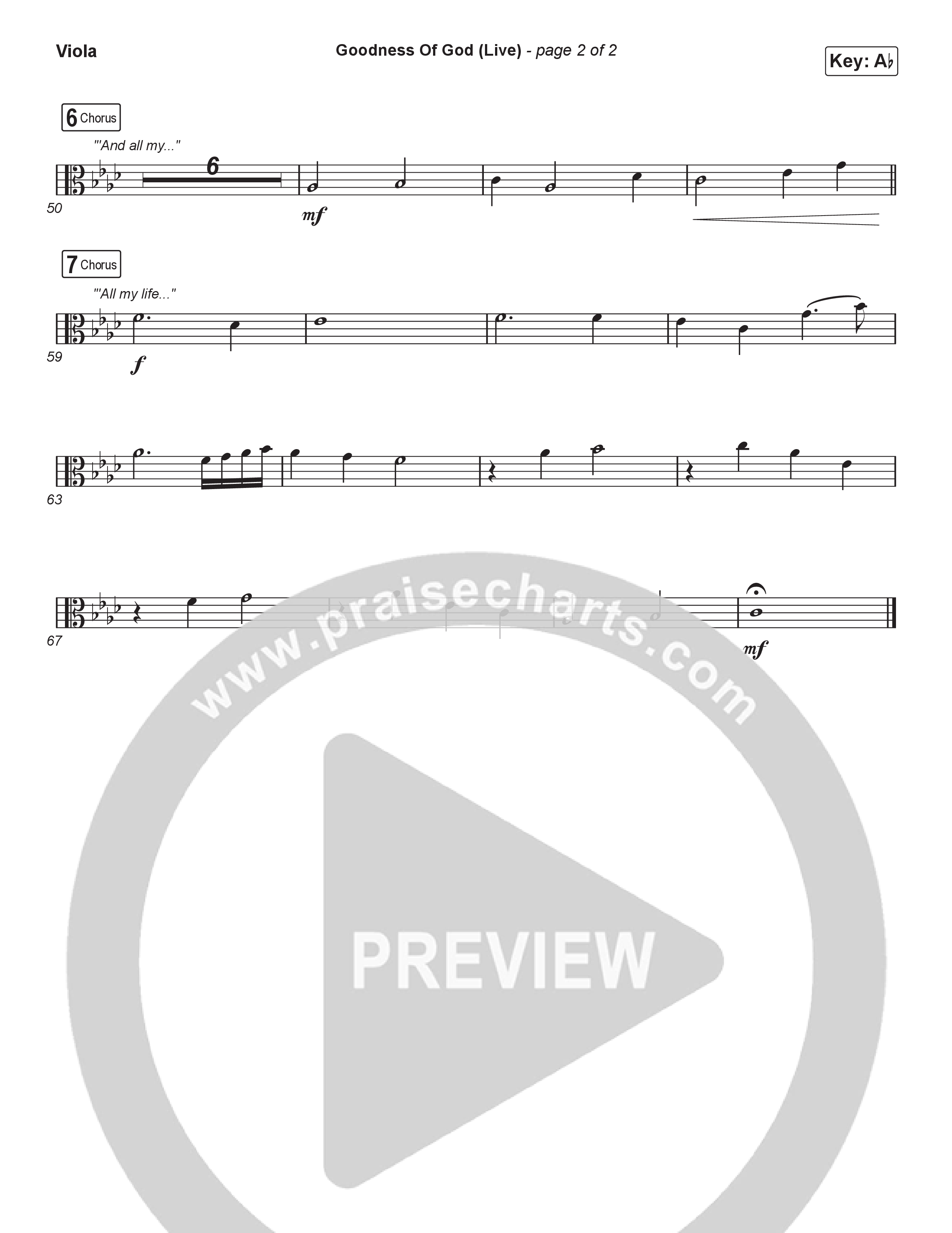 Goodness Of God (Worship Choir/SAB) Viola (CeCe Winans / Arr. Luke Gambill)