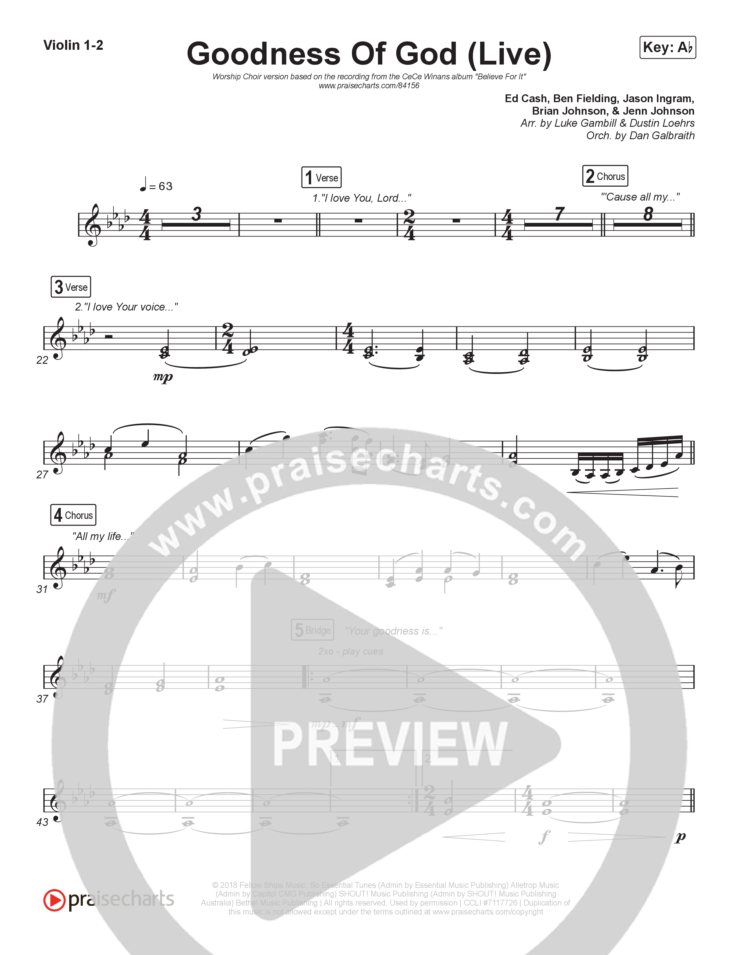 Goodness Of God (Worship Choir/SAB) String Pack (CeCe Winans / Arr. Luke Gambill)