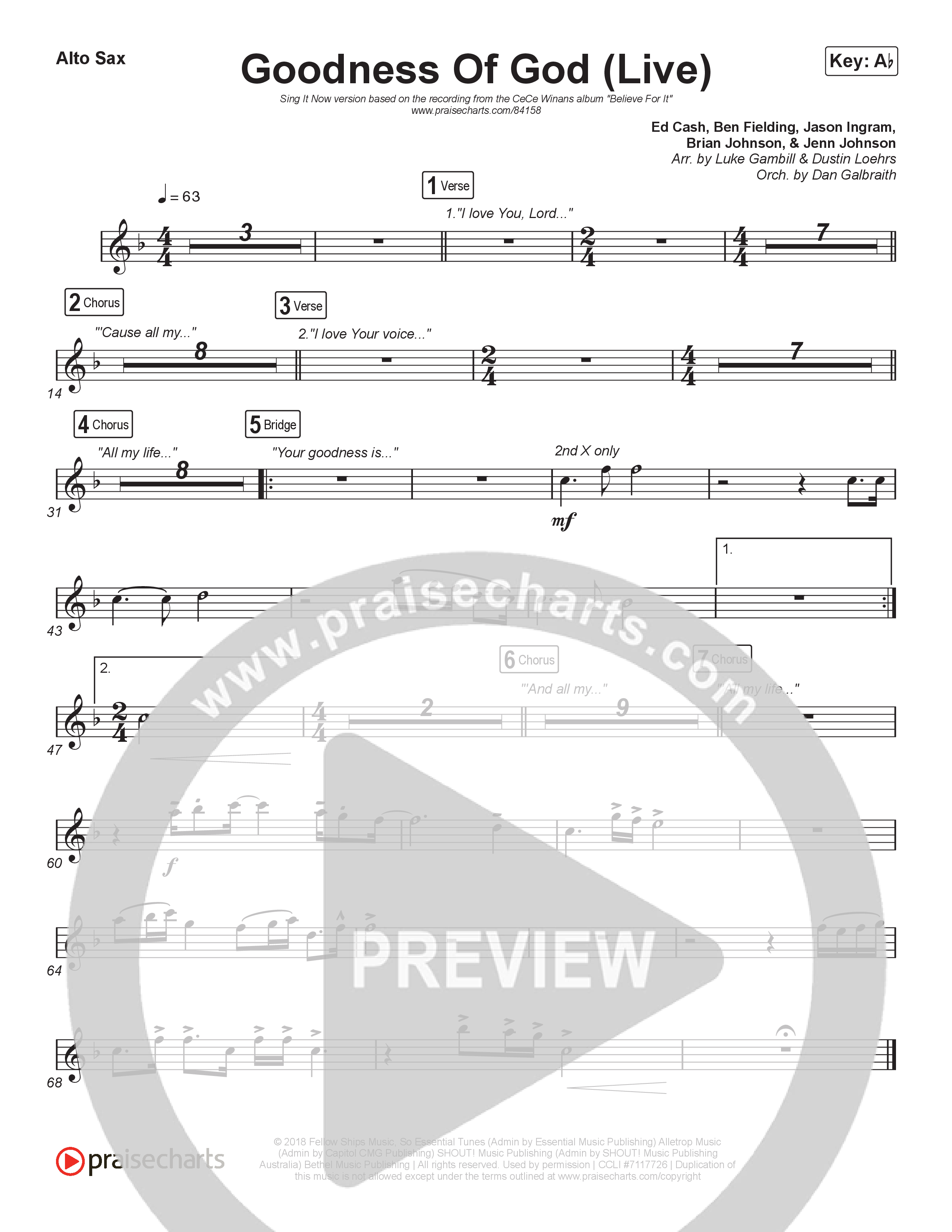 Goodness Of God (Sing It Now) Sax Pack (CeCe Winans / Arr. Luke Gambill)