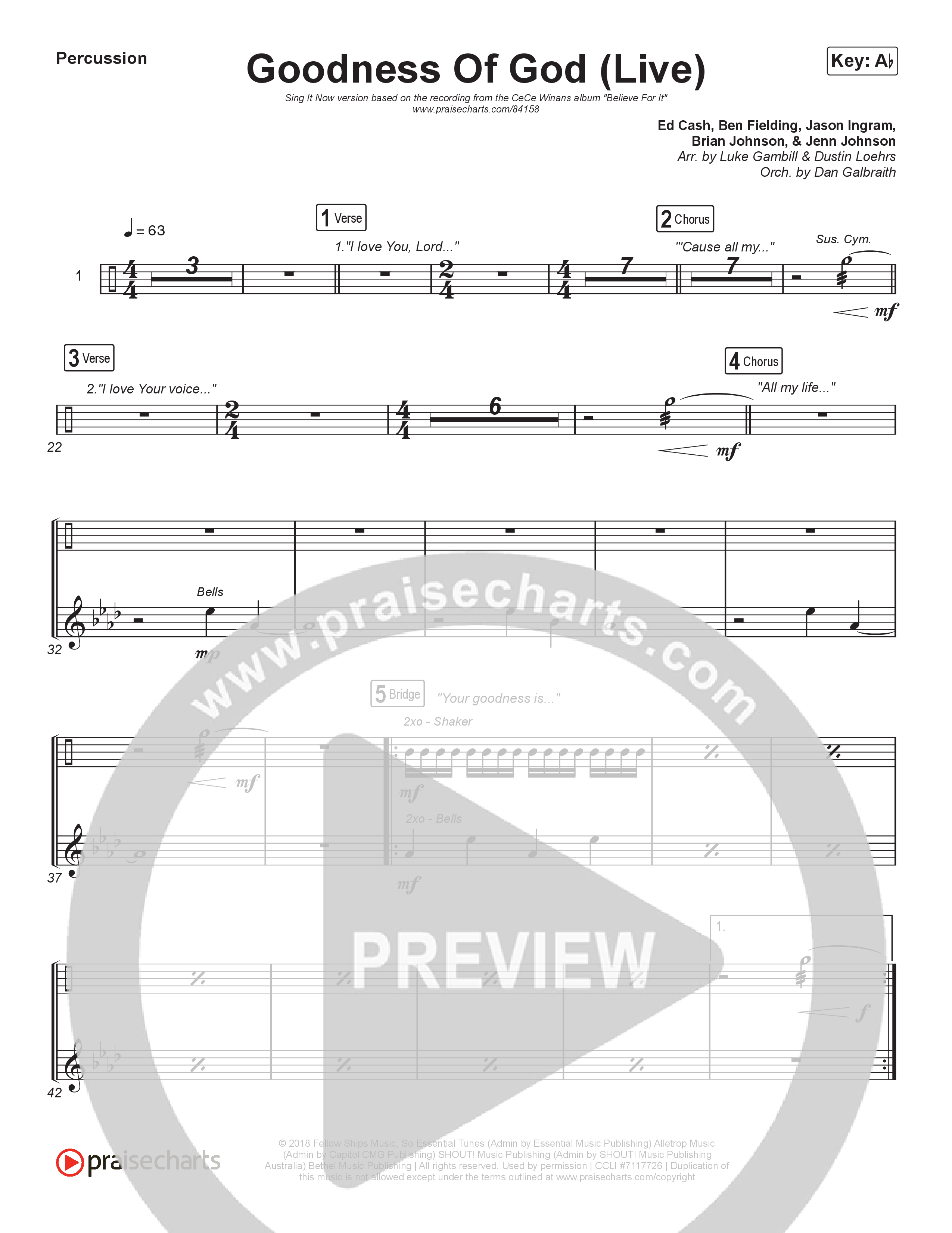 Goodness Of God (Sing It Now) Percussion (CeCe Winans / Arr. Luke Gambill)