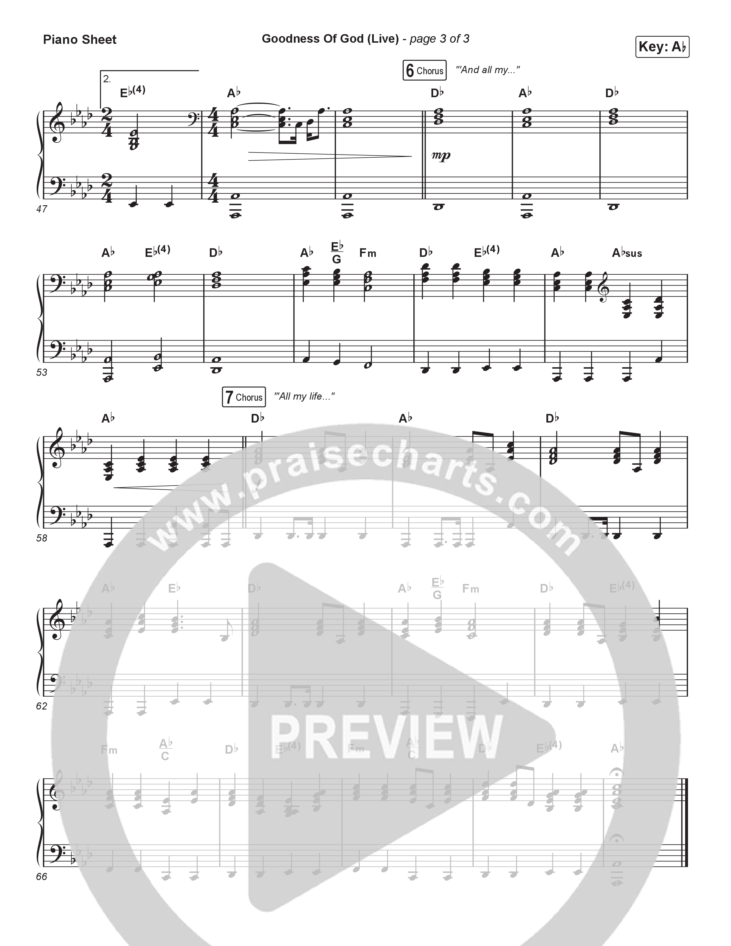 Goodness Of God (Sing It Now) Piano Sheet (CeCe Winans / Arr. Luke Gambill)