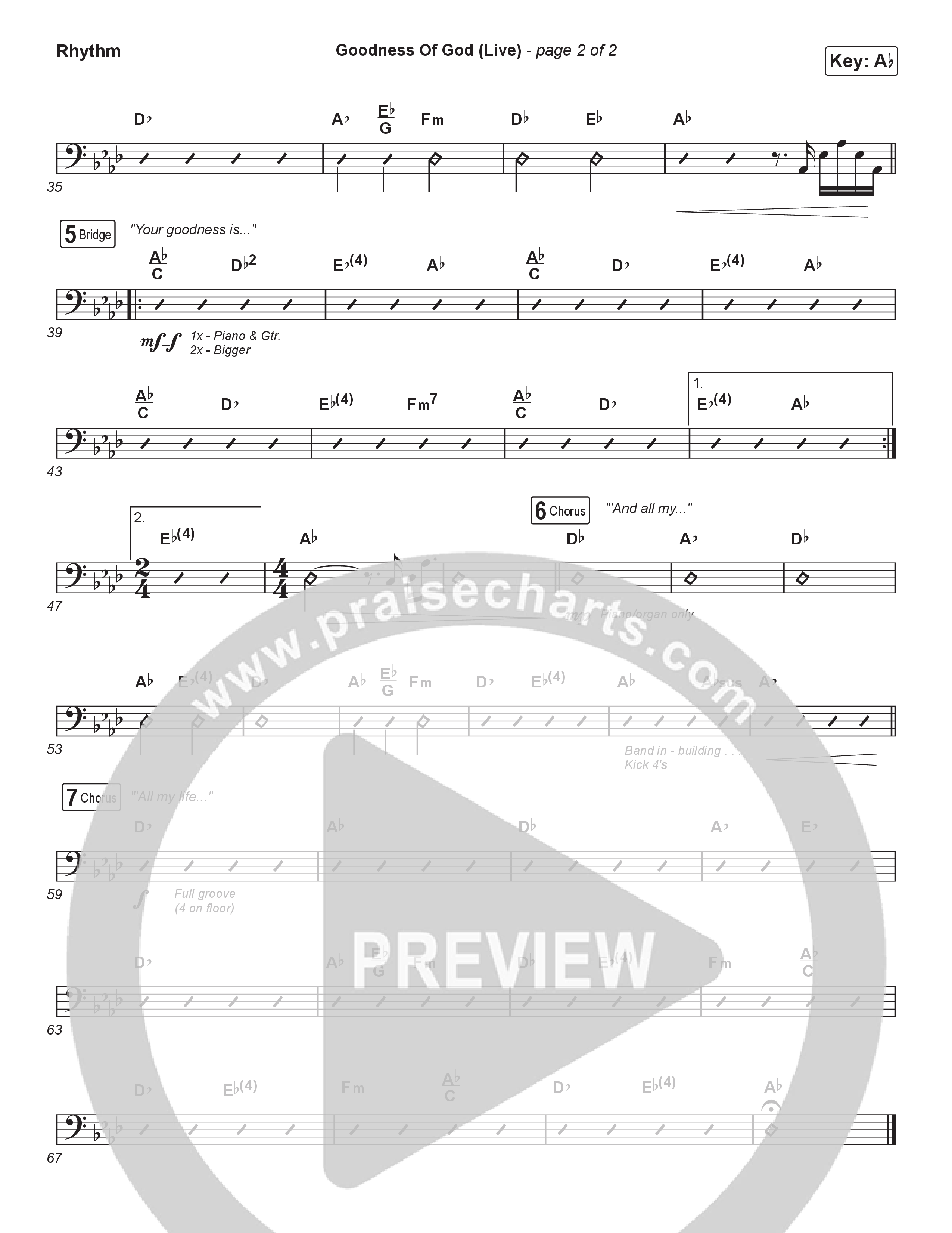 Goodness Of God (Sing It Now) Rhythm Chart (CeCe Winans / Arr. Luke Gambill)