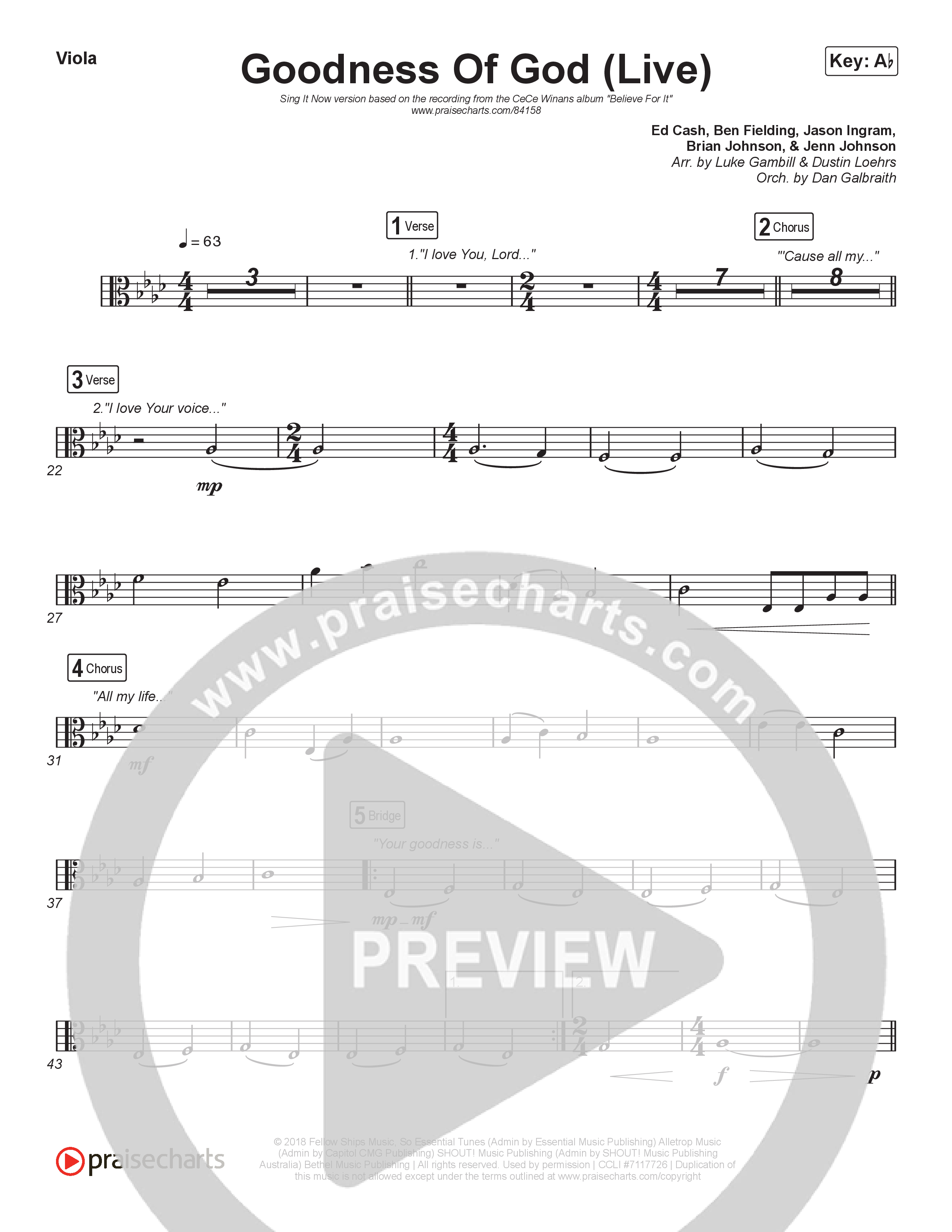 Goodness Of God (Sing It Now) Viola (CeCe Winans / Arr. Luke Gambill)