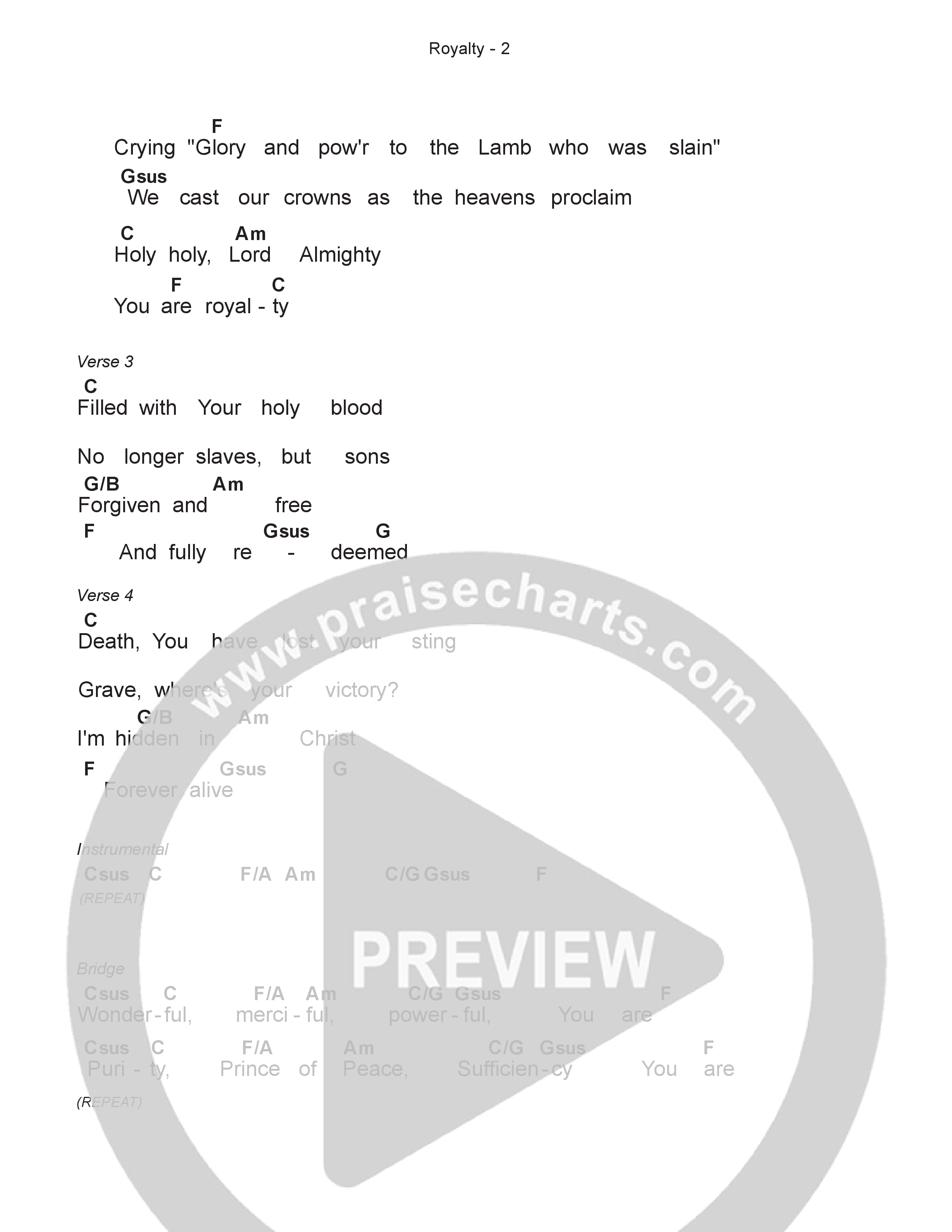 Royalty Chord Chart (Steven & Hannah Musso)