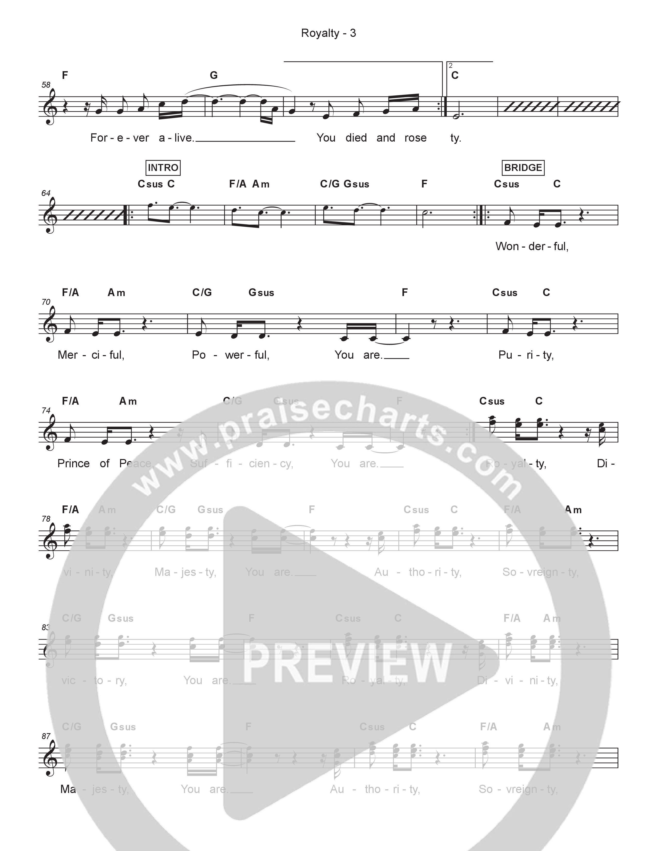 Royalty Lead Sheet Melody (Steven & Hannah Musso)