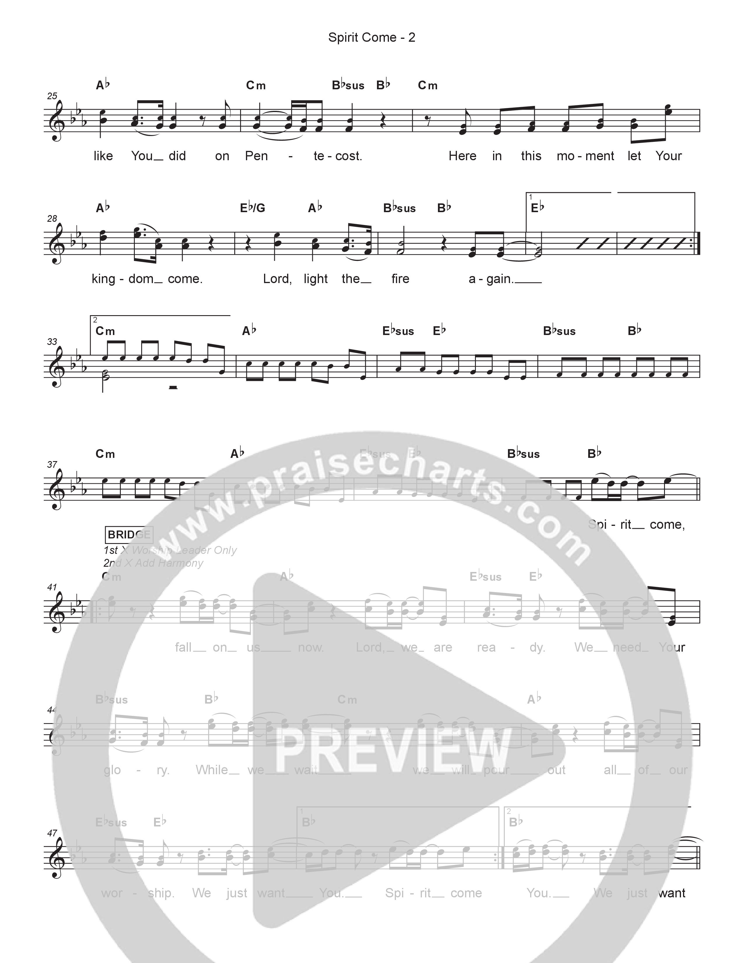 Spirit Come Lead Sheet Melody (Steven & Hannah Musso)
