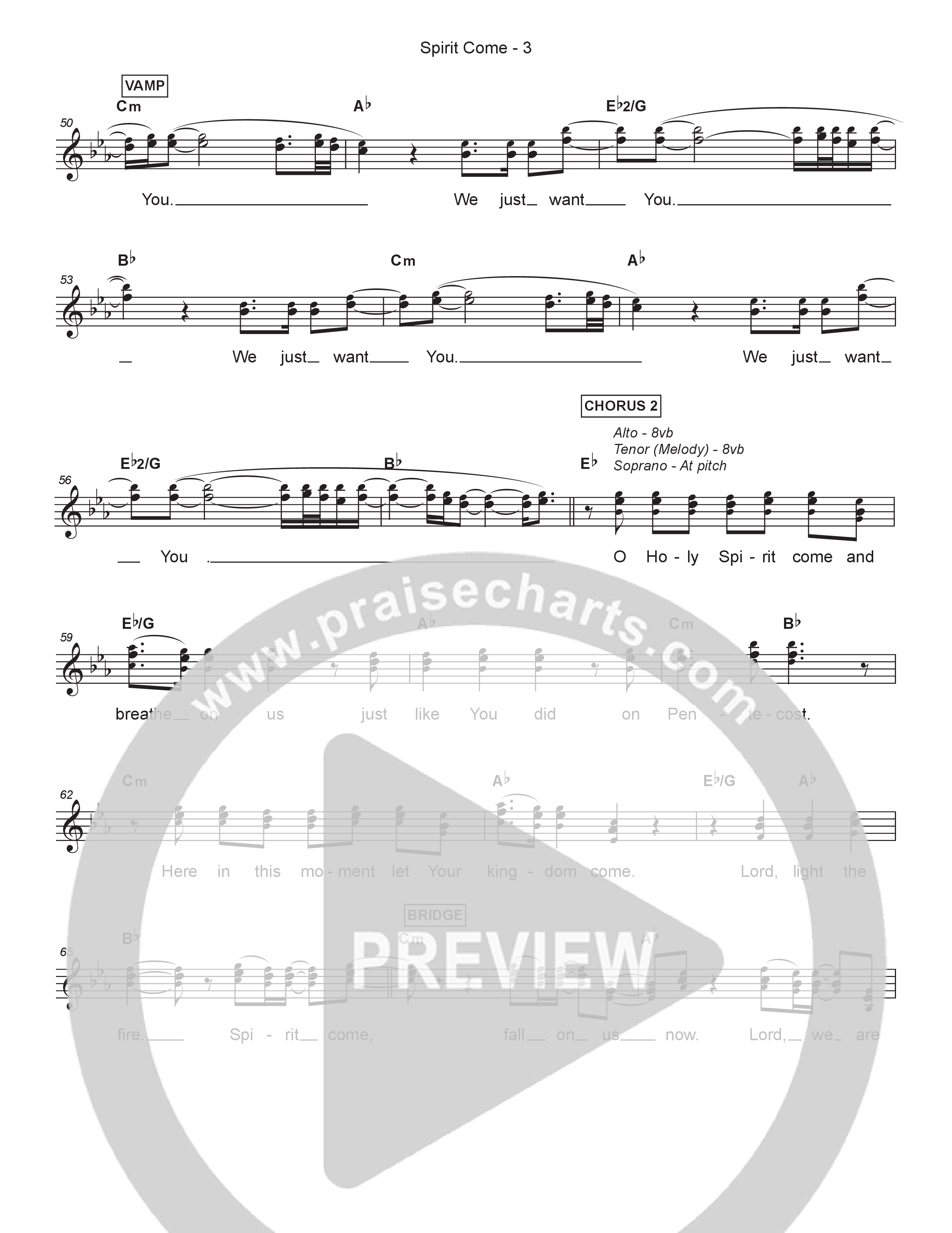 Spirit Come Lead Sheet Melody (Steven & Hannah Musso)