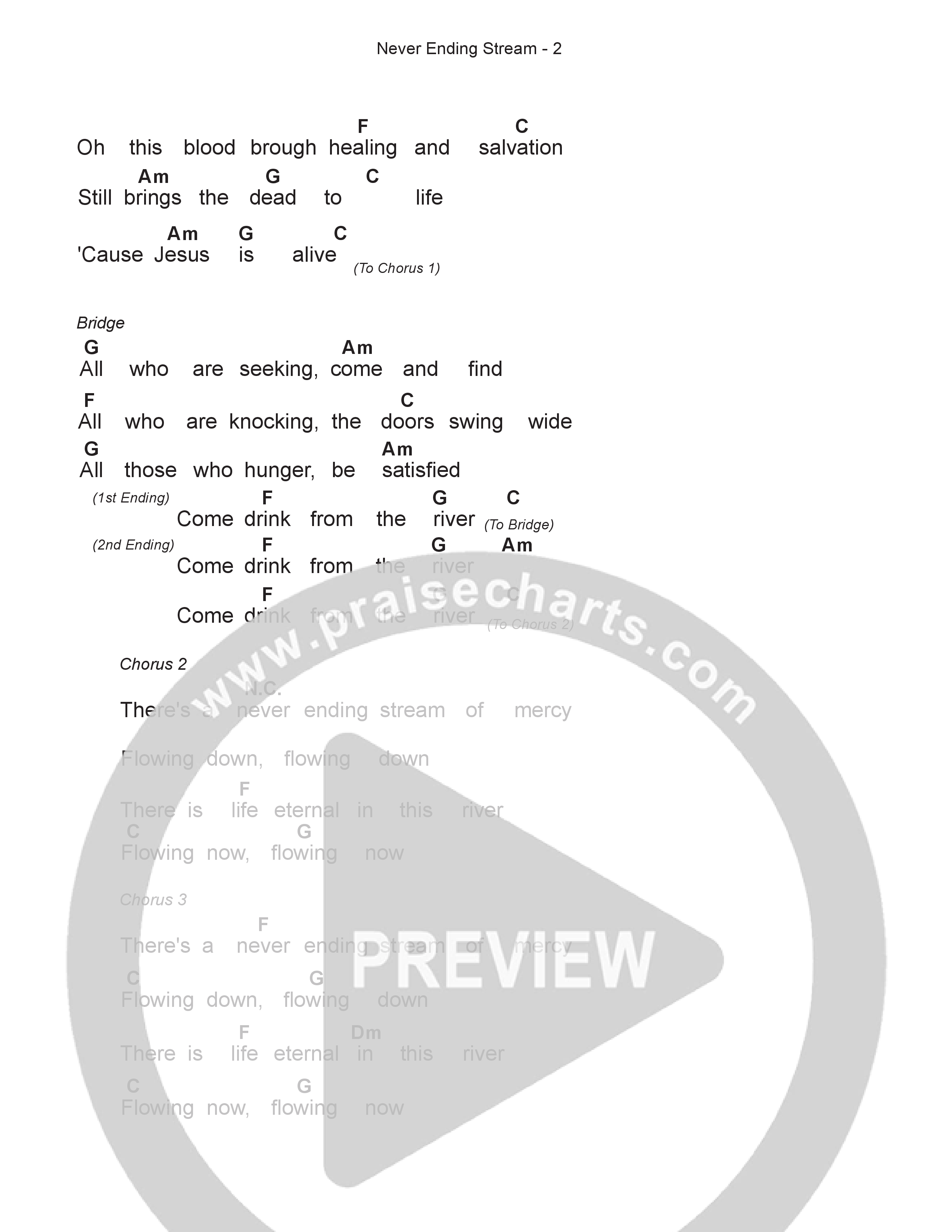 Never Ending Stream Chord Chart (Steven & Hannah Musso)
