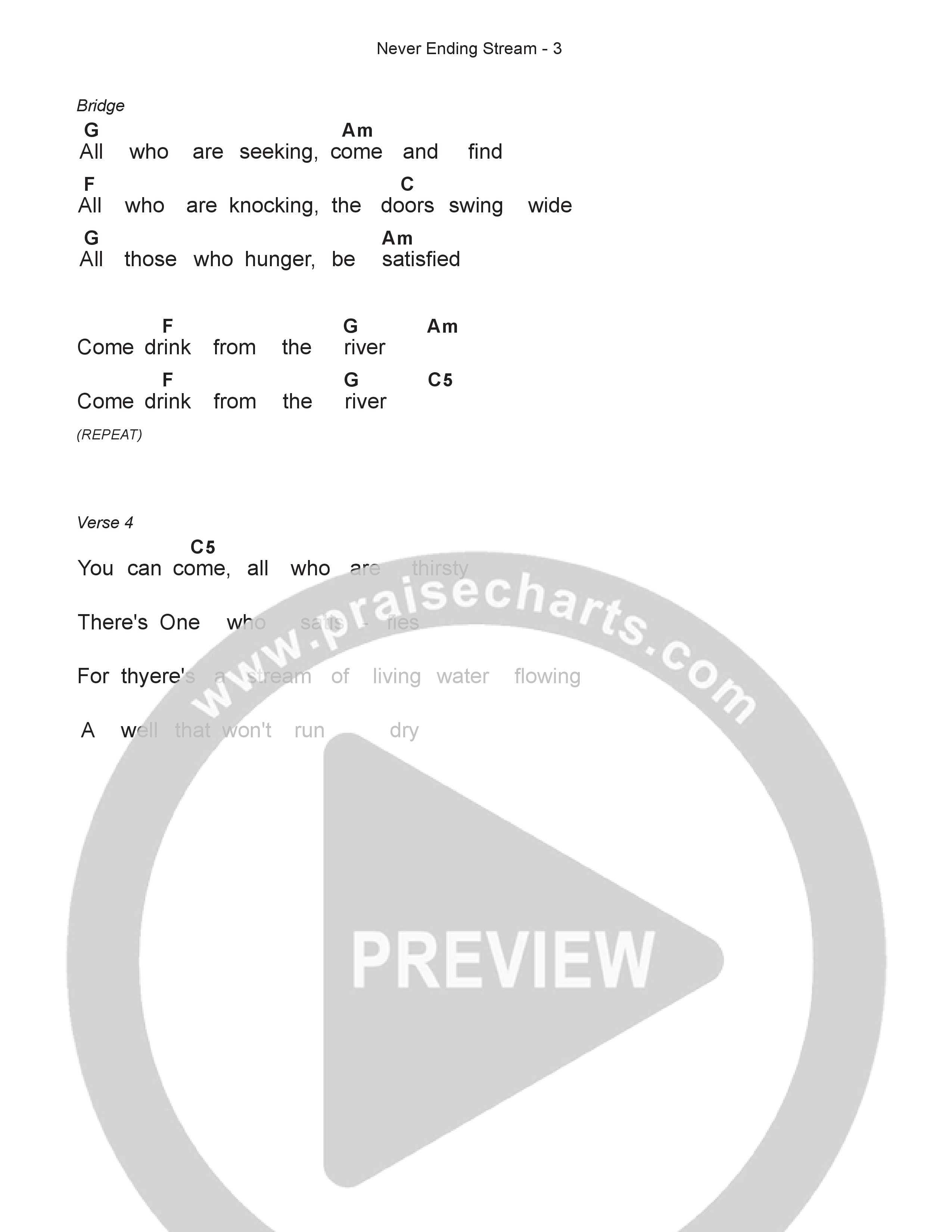 Never Ending Stream Chord Chart (Steven & Hannah Musso)