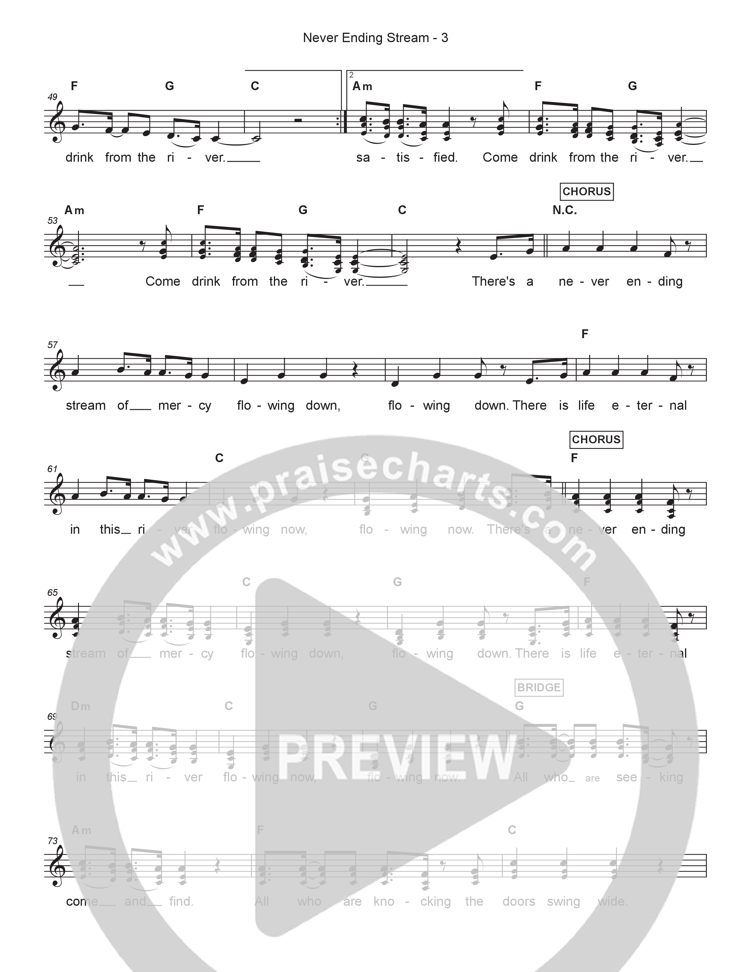 Never Ending Stream Lead Sheet Melody (Steven & Hannah Musso)