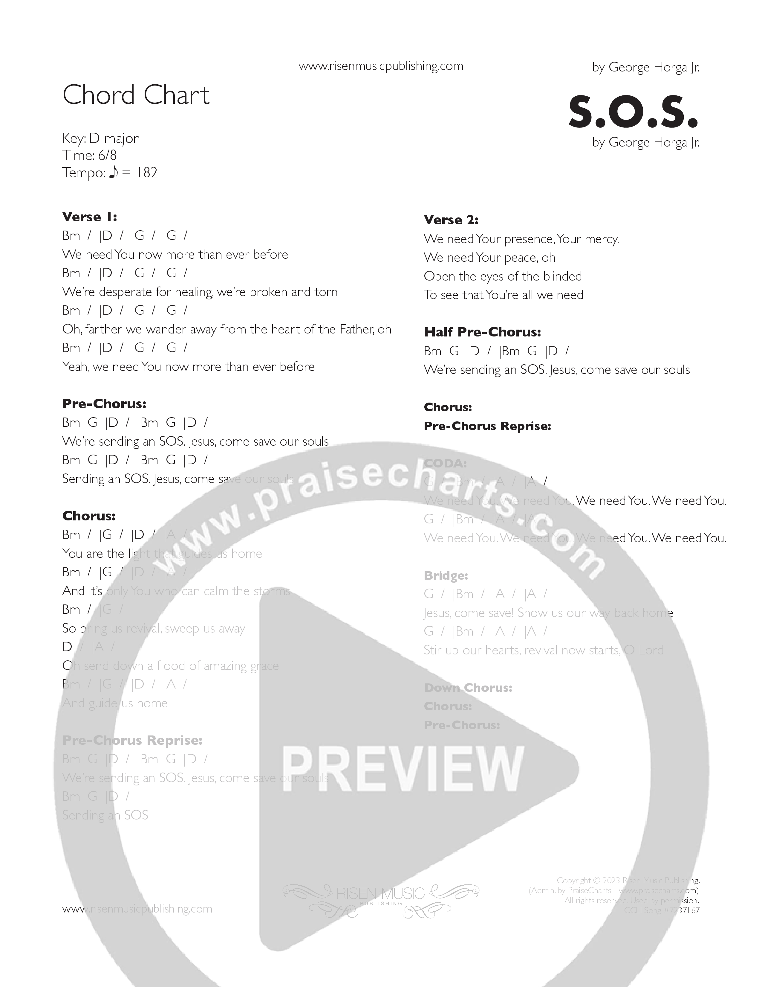 S.O.S. Chord Chart (George Jr.)