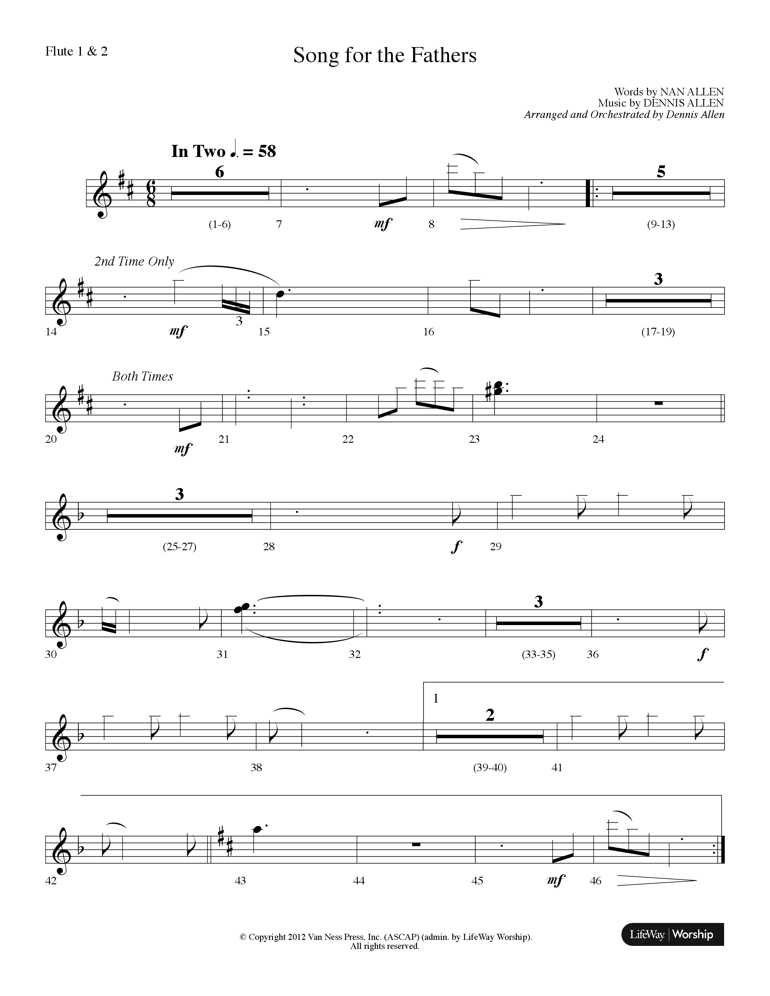 Song For The Fathers (Choral Anthem SATB) Flute 1/2 (Lifeway Choral / Arr. Dennis Allen)