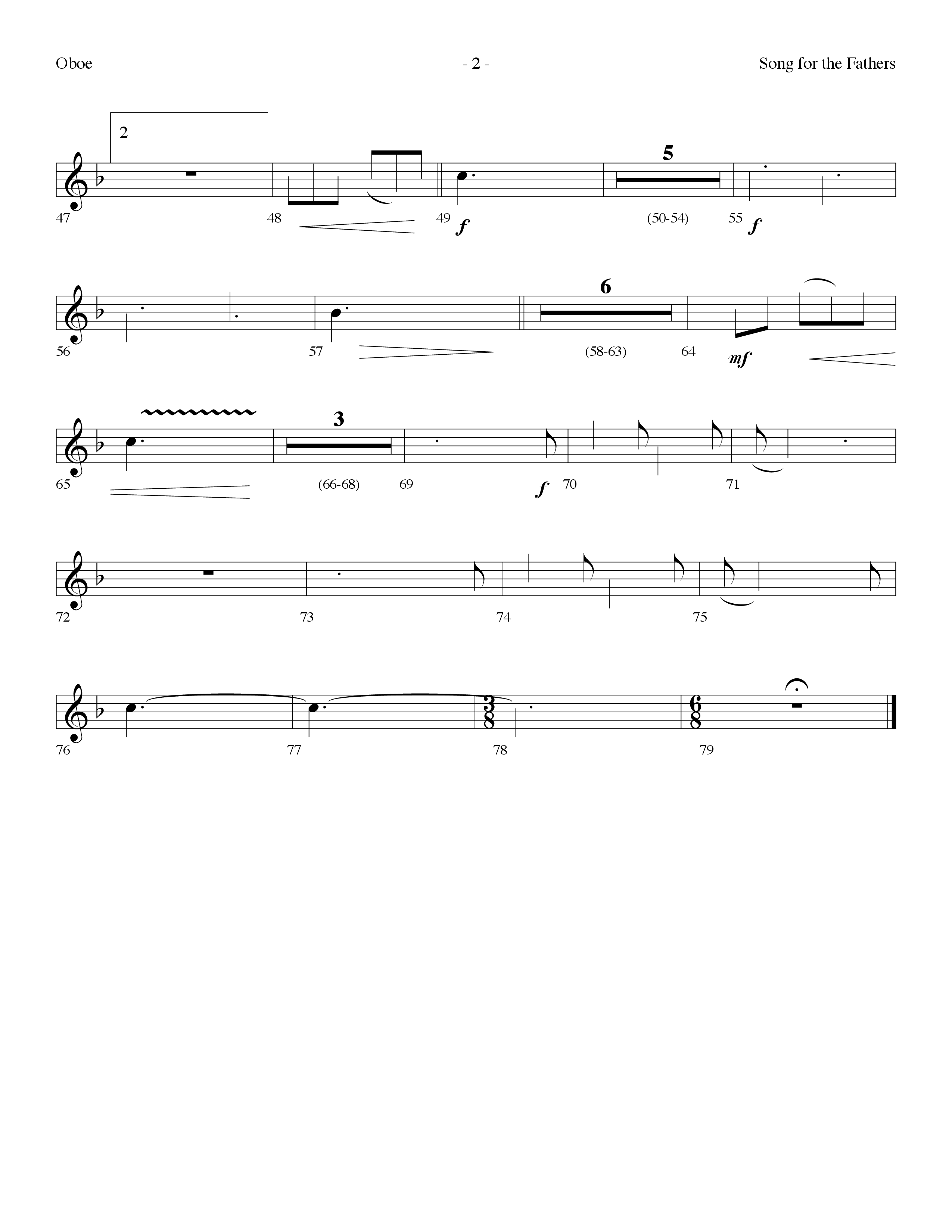 Song For The Fathers (Choral Anthem SATB) Oboe (Lifeway Choral / Arr. Dennis Allen)